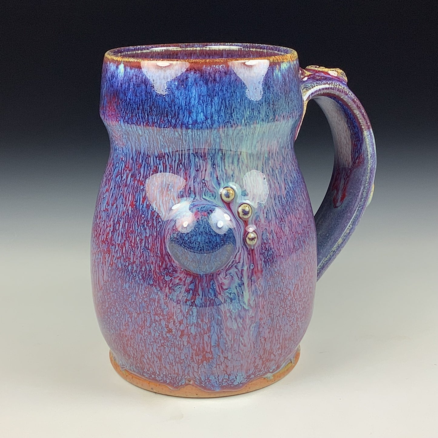 Handmade ceramic mugs stoneware coffee mugs pottery tea mugs stoneware drinkware - Purple red bamboo bump mug 3760