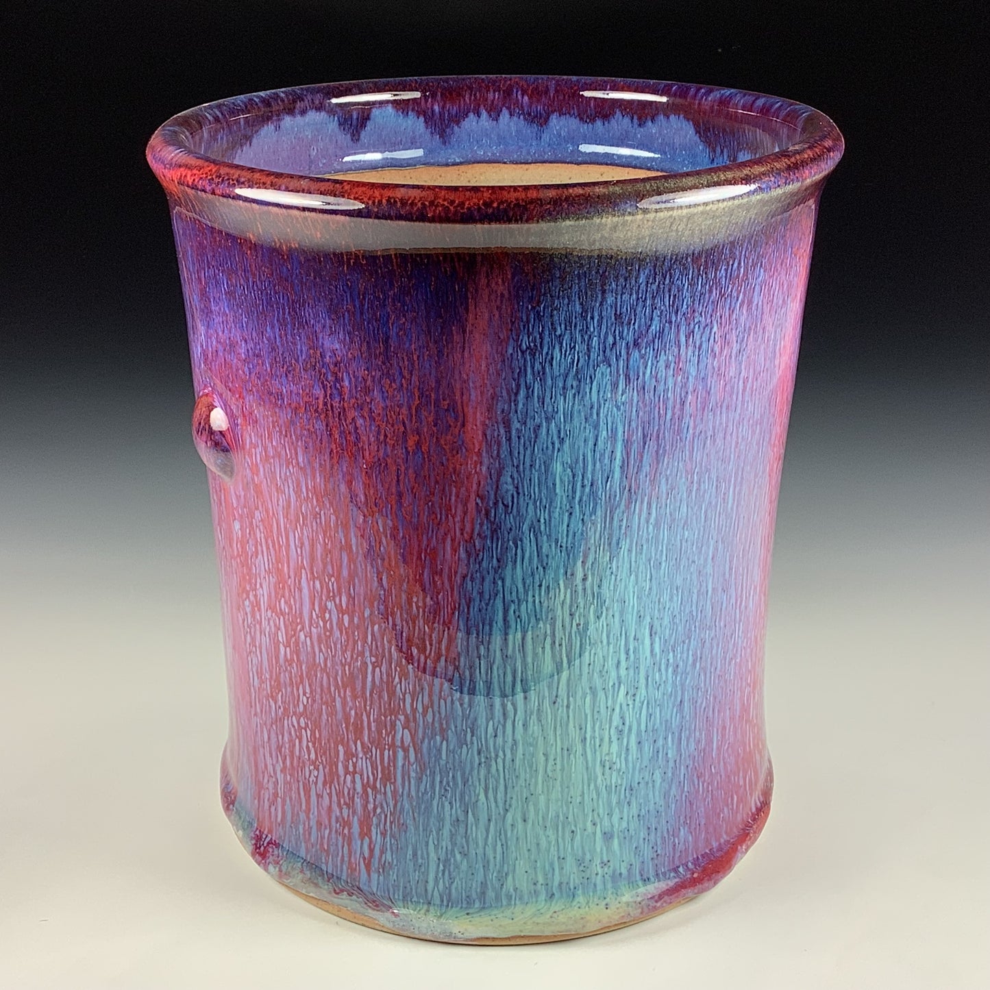 Decorative pottery vases utensil holder crock rustic clay vases artistic luxury handmade vases artistic centerpieces dinnerware stoneware- large purple red blue bump 3834