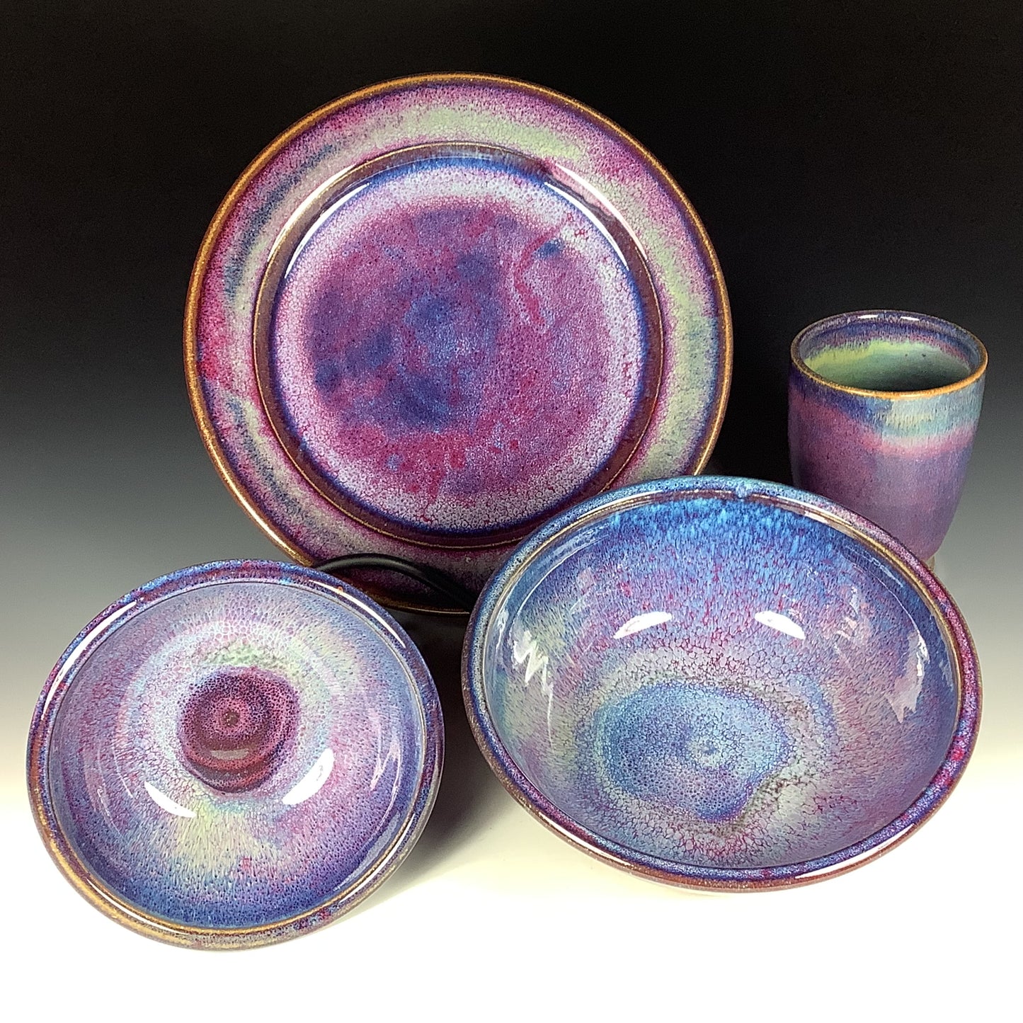 Handmade ceramic artisanal pottery dinnerware stoneware single plate setting - Purple item 3893
