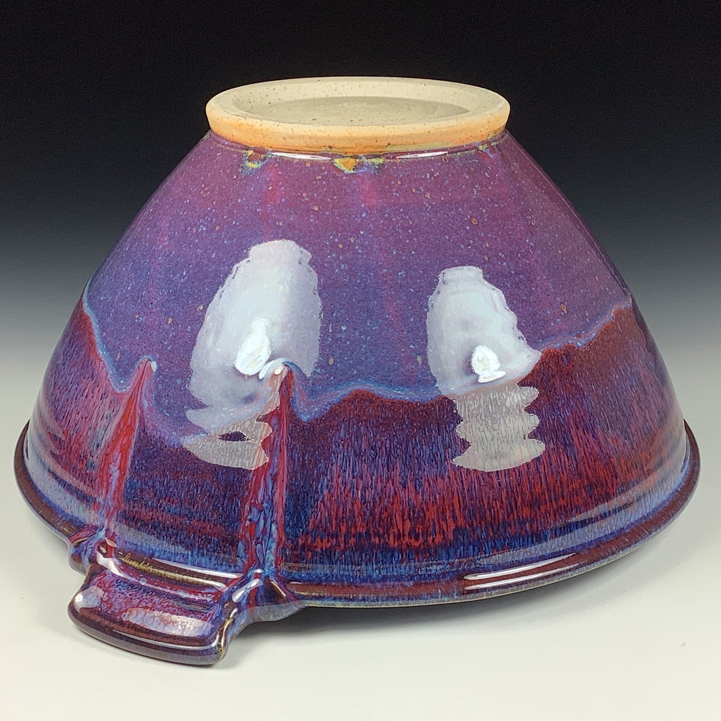 Handmade ceramic artisanal pottery bowls dinnerware stoneware serving bowls centerpiece - Large purple with handles 3686