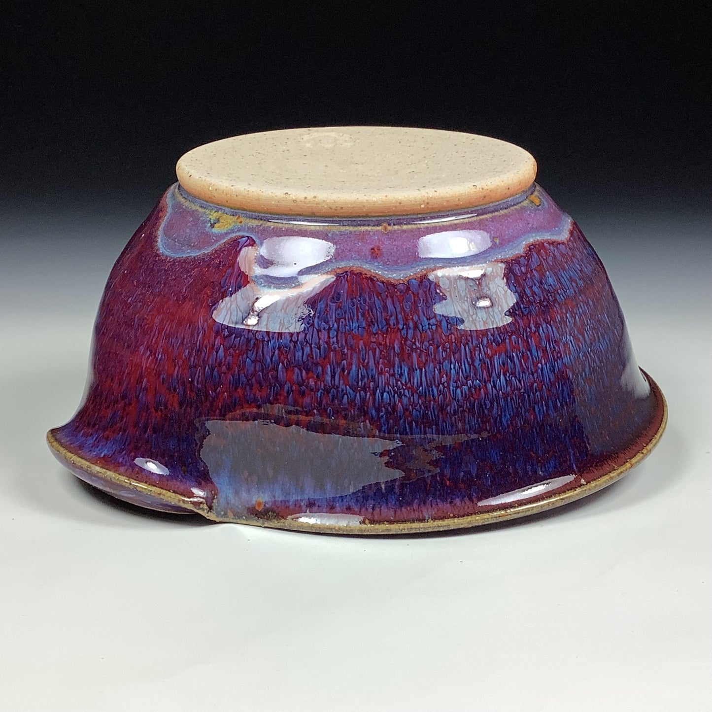 Handmade ceramic deep spoon rest stoneware pottery kitchenware - Deep red dotted rim item 3875
