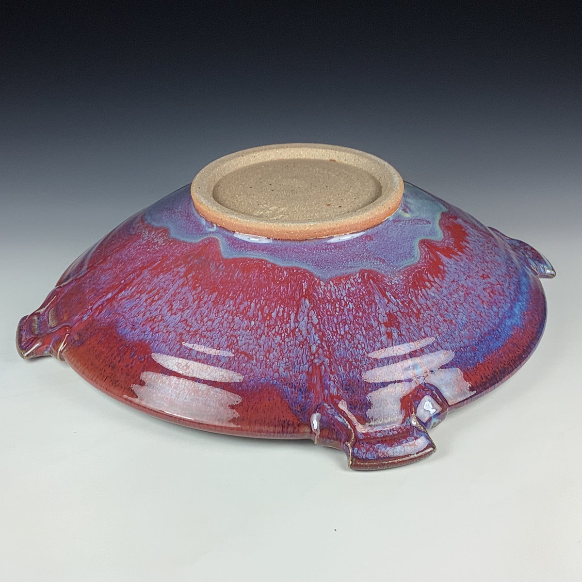 Handmade Stoneware Pottery Large Purple Glazed Serving Platter with Handles