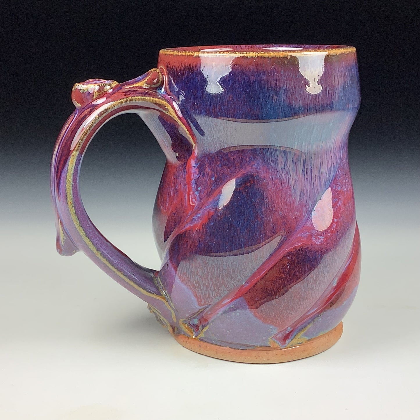 Handmade ceramic mugs stoneware coffee mugs pottery tea mugs stoneware drinkware - Purple red twisted mug 3769