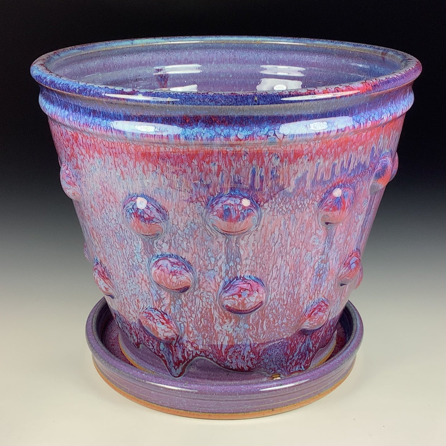 Handmade ceramic stoneware pottery planter - re purple bump item 3872