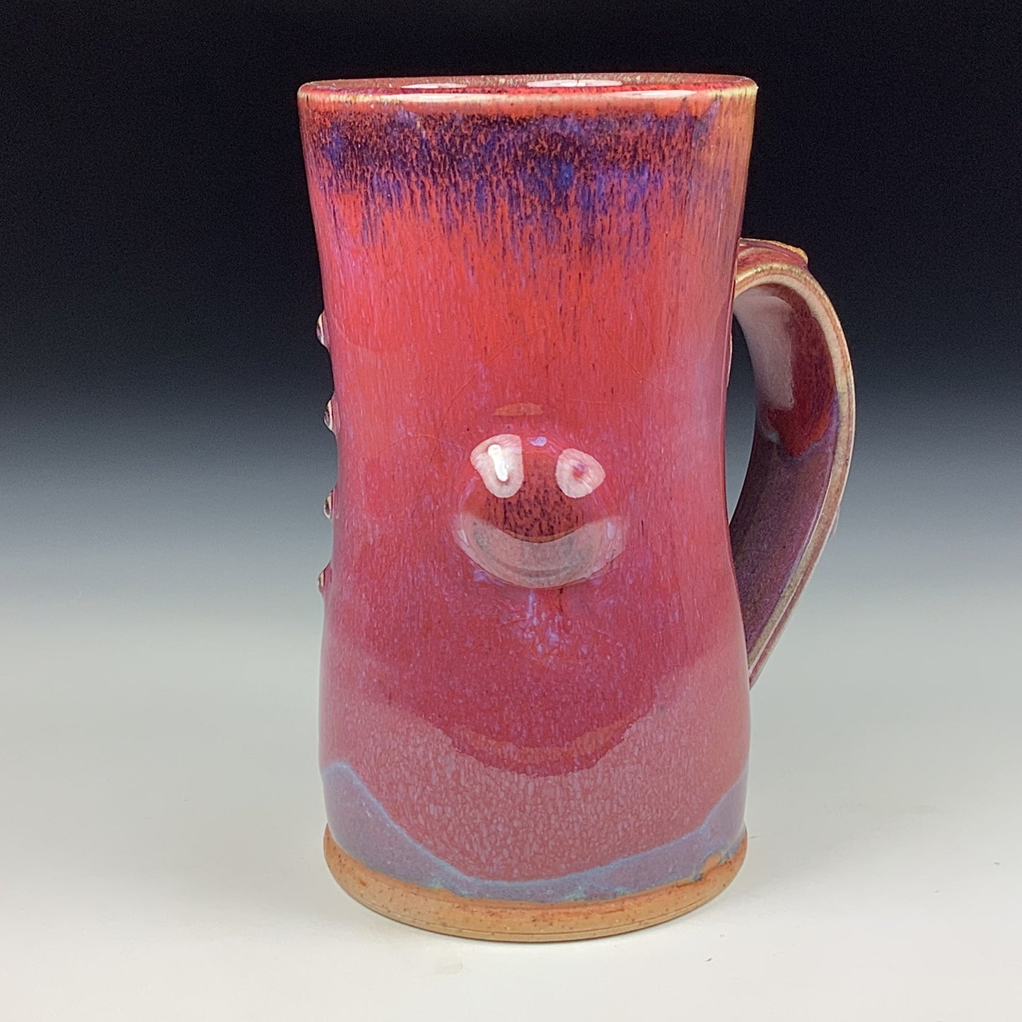 Handmade ceramic mugs stoneware coffee mugs pottery tea mugs stoneware drinkware - Red dotted slip bump mug 3788