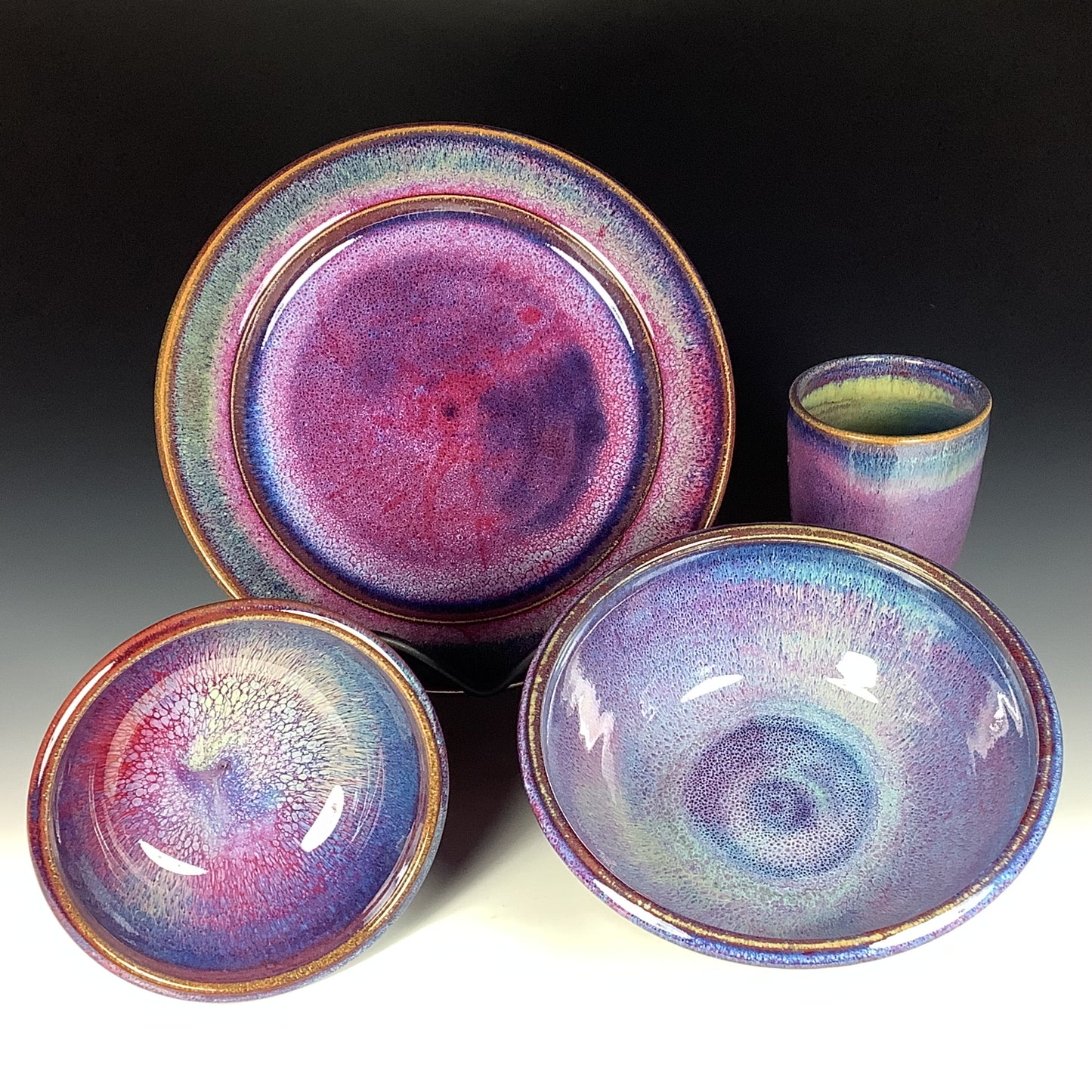 Handmade ceramic artisanal pottery dinnerware stoneware single plate setting - Purple item 3891