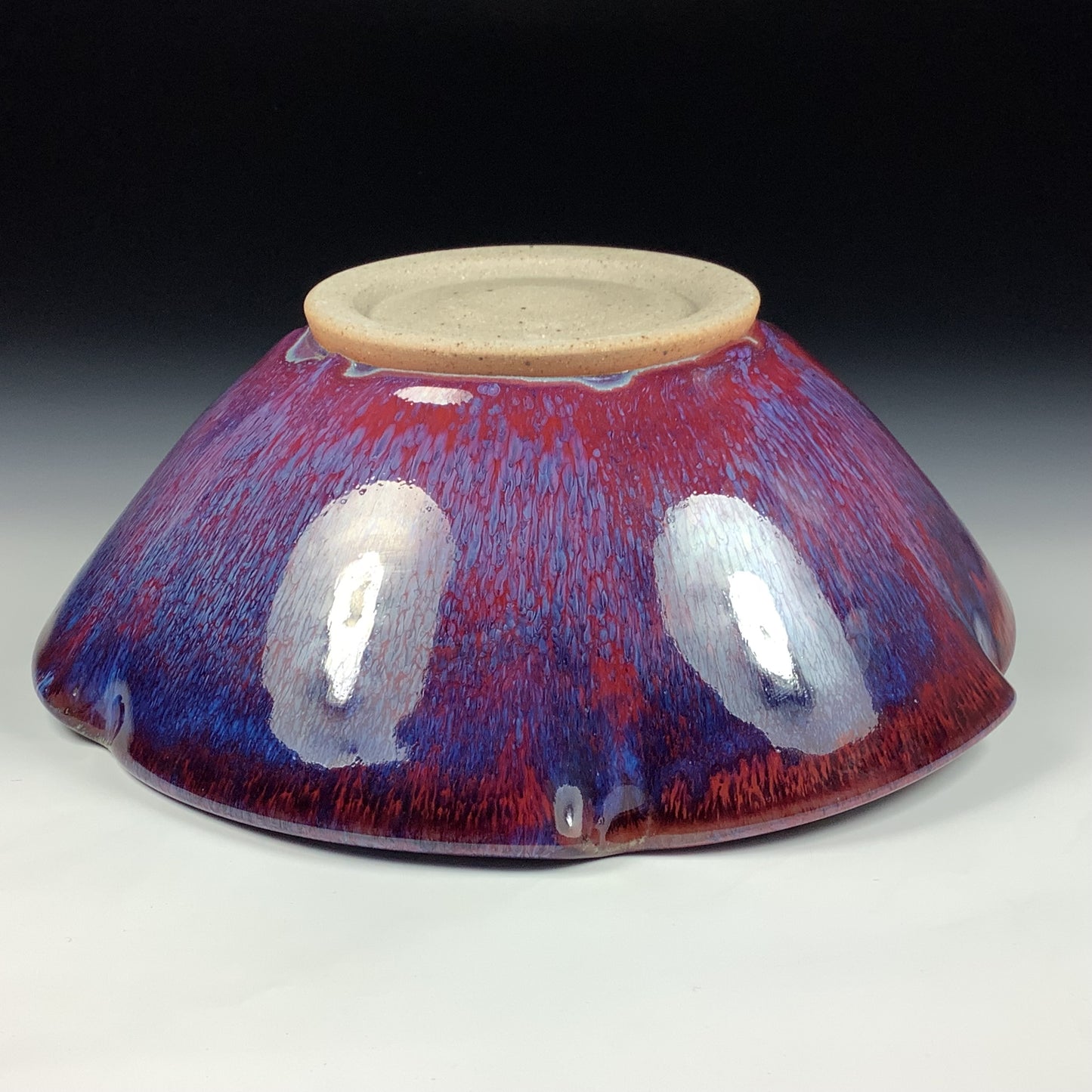 Handmade ceramic artisanal pottery bowls dinnerware stoneware serving bowls centerpiece - Medium purple scalloped rim serving bowl 3830