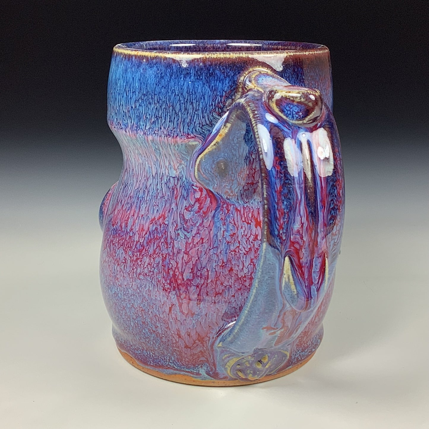 Handmade ceramic mugs stoneware coffee mugs pottery tea mugs stoneware drinkware - Purple red slip dotted bump 3859