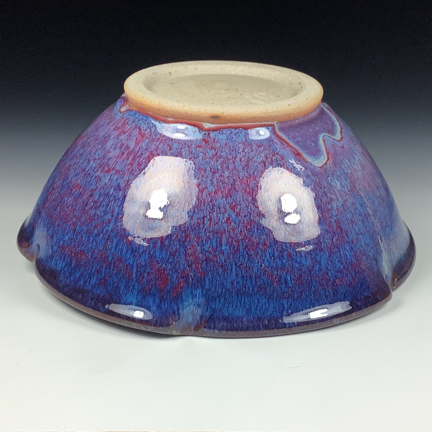 Handmade ceramic artisanal pottery bowls dinnerware stoneware serving bowls centerpiece - Medium purple scalloped rim serving bowl 3676