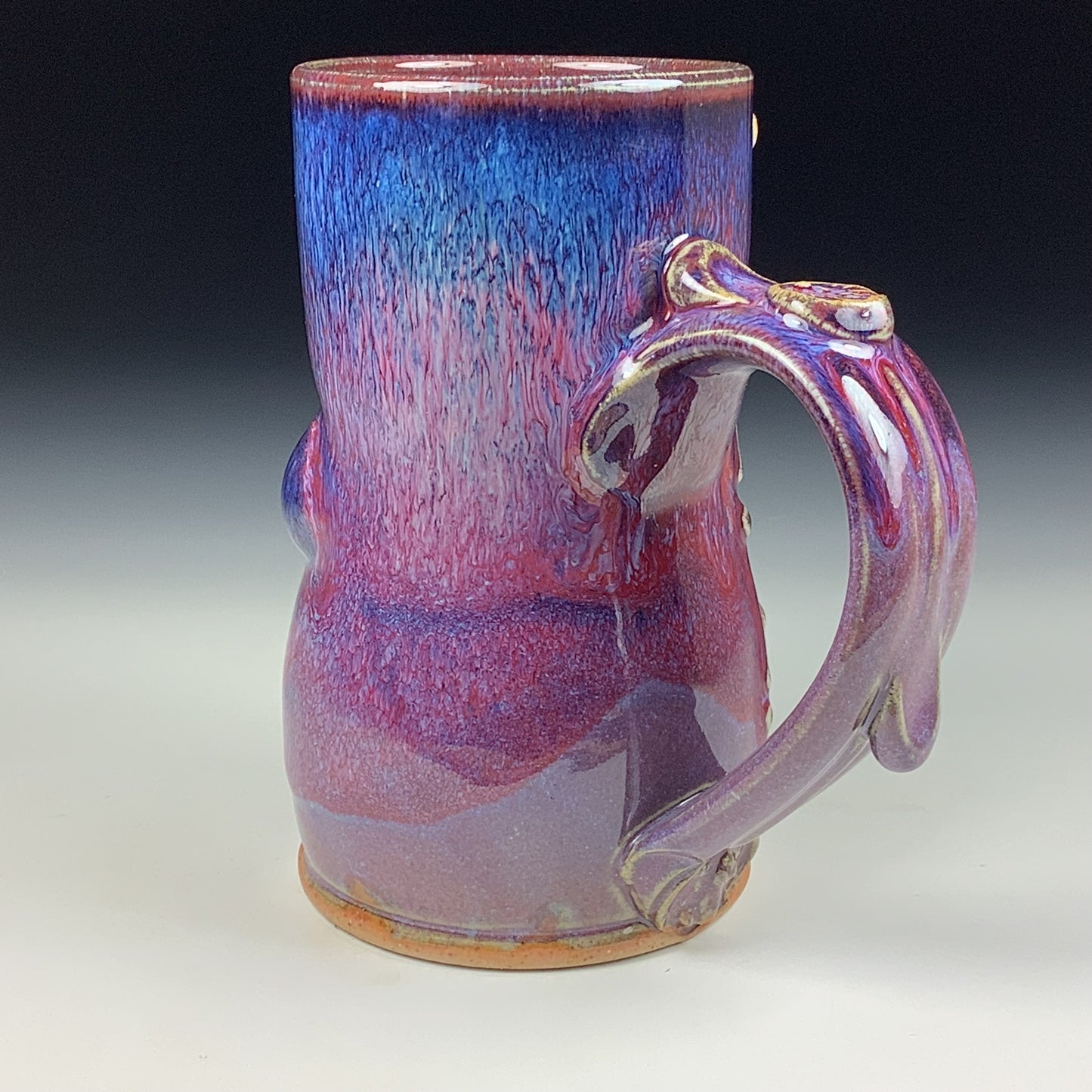 Handmade ceramic mugs stoneware coffee mugs pottery tea mugs stoneware drinkware - Purple red bamboo bump mug 3789