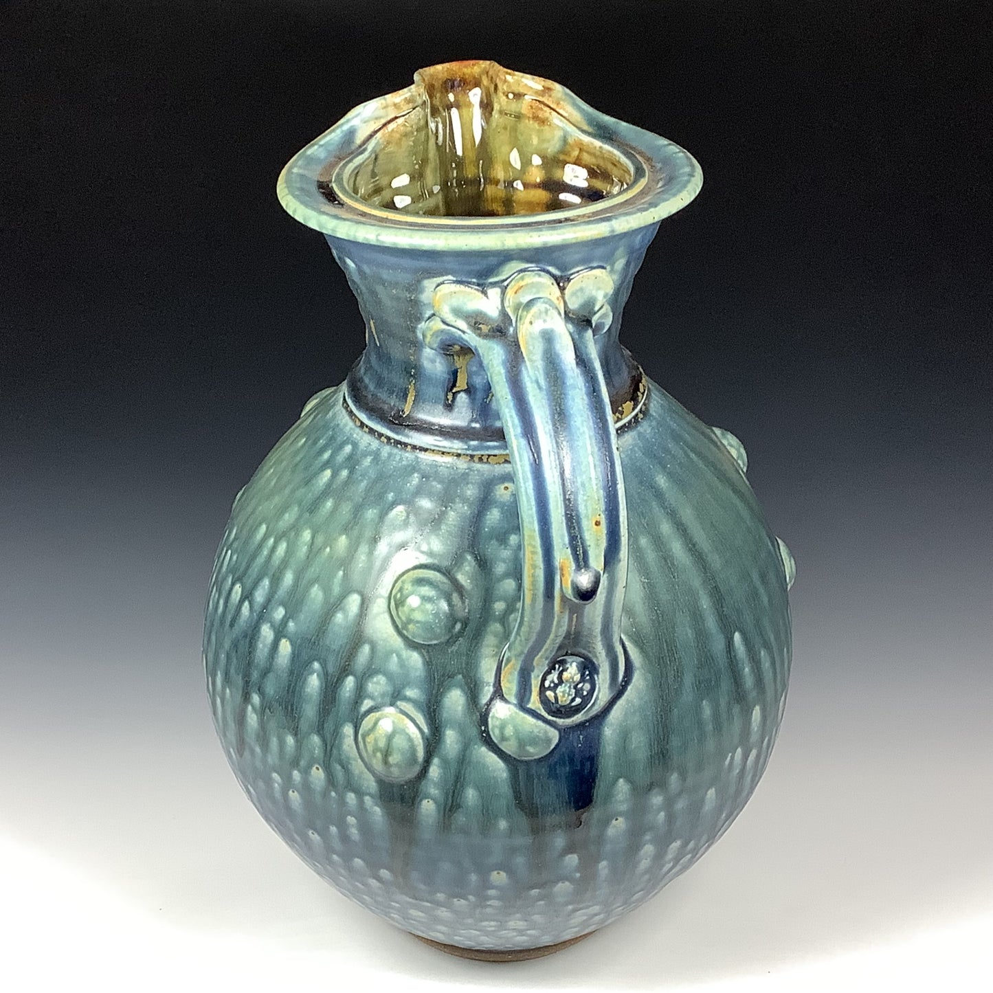 Handmade Ceramic Pottery Pitcher or Vase - Ash Blue Bump