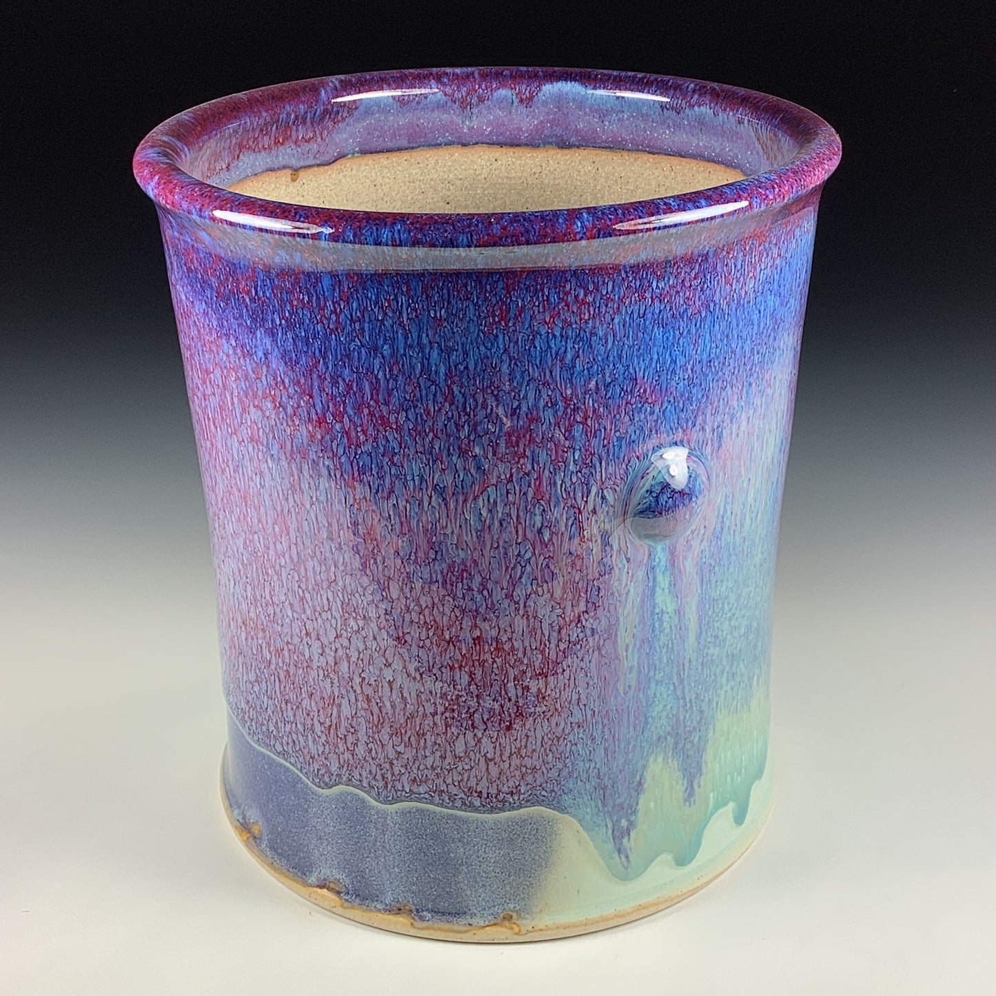 Decorative pottery vases large utensil holder crock rustic clay vases artistic luxury handmade vases artistic centerpieces dinnerware stoneware- large purple red blue bump 3835