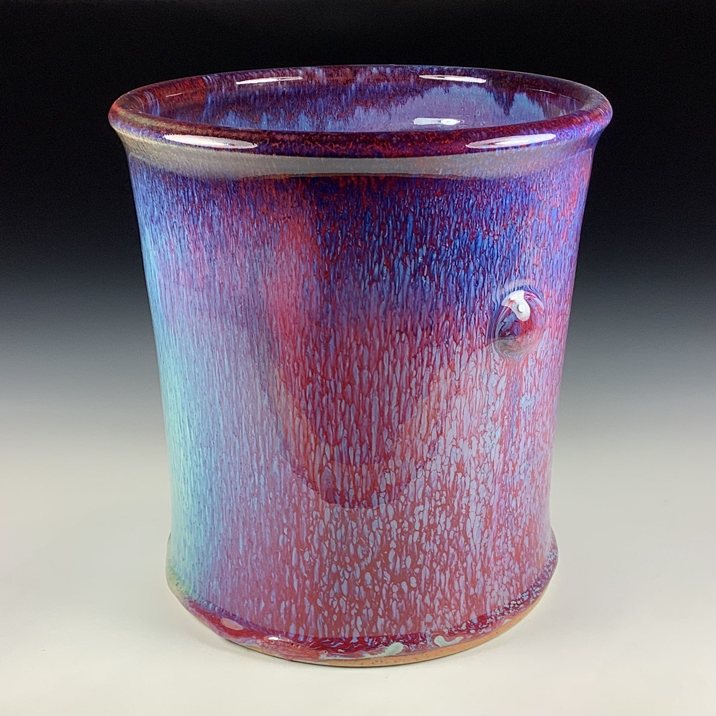 Decorative pottery vases utensil holder crock rustic clay vases artistic luxury handmade vases artistic centerpieces dinnerware stoneware- large purple red blue bump 3834