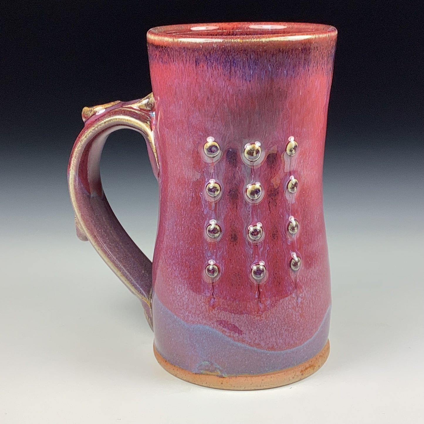 Handmade ceramic mugs stoneware coffee mugs pottery tea mugs stoneware drinkware - Red dotted slip bump mug 3788