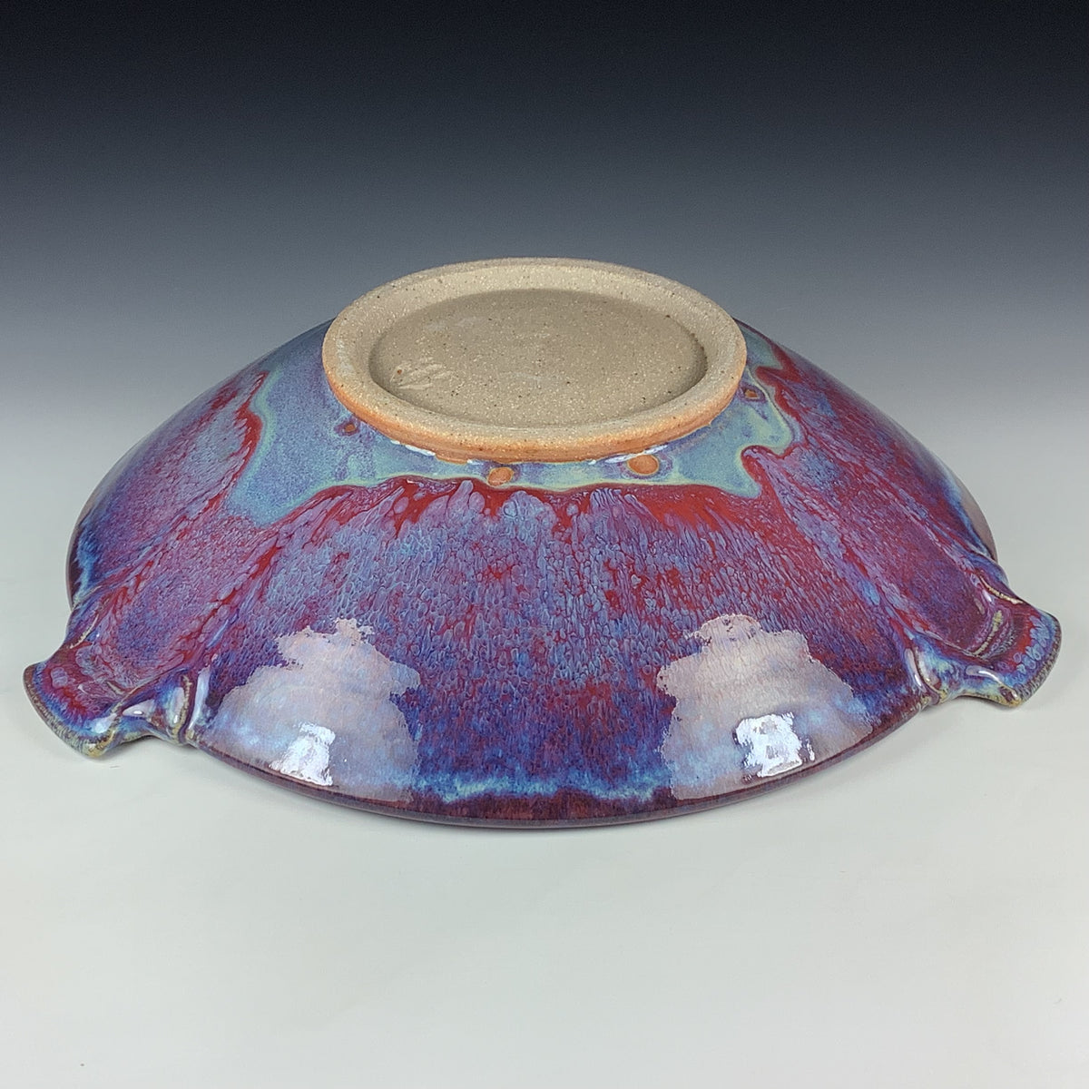 Handmade Stoneware Pottery Large Purple Glazed Serving Platter with Handles