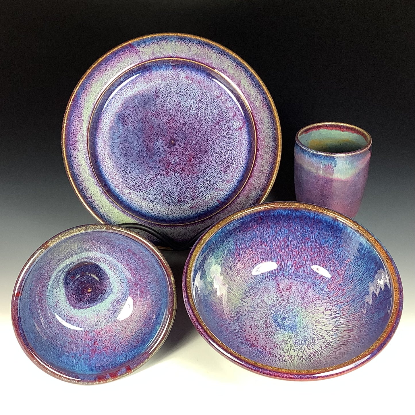 Handmade ceramic artisanal pottery dinnerware stoneware single plate setting - Purple item 3894