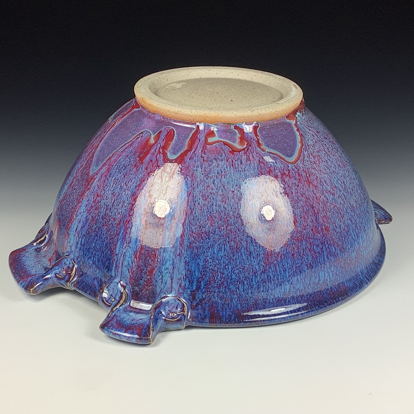 Handmade ceramic artisanal pottery bowls dinnerware stoneware serving bowls centerpiece - Large purple with handles 3684