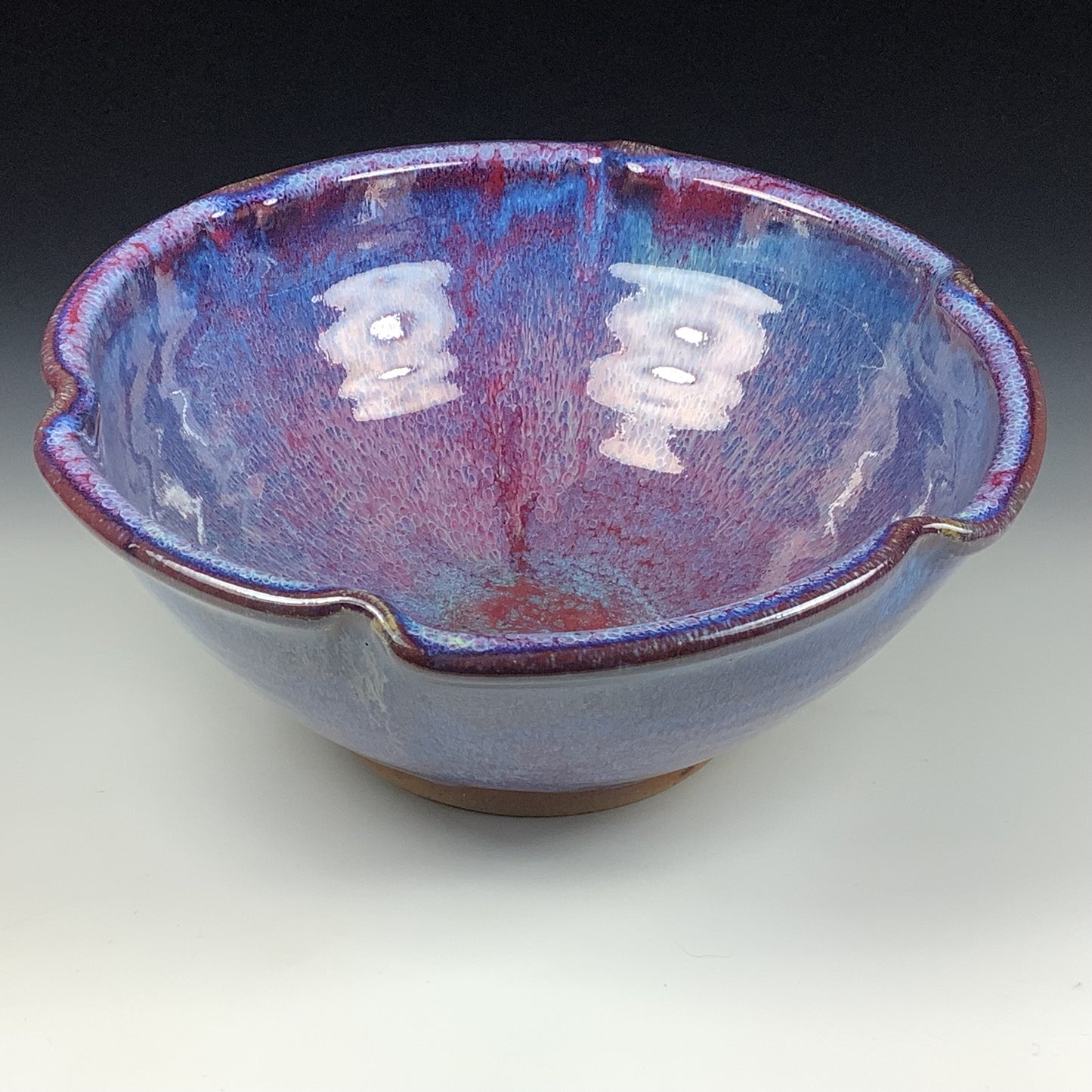 Handmade ceramic artisanal pottery bowls dinnerware stoneware serving bowls centerpiece - Medium purple scalloped rim serving bowl 3676
