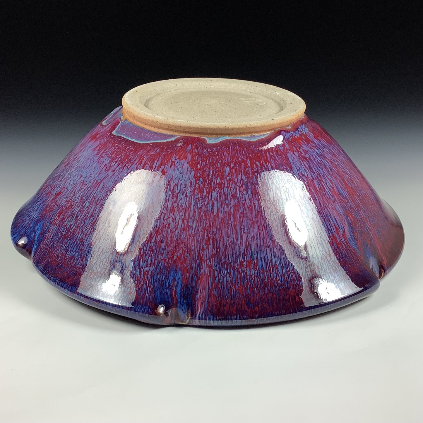 Handmade ceramic artisanal pottery bowls dinnerware stoneware serving bowls centerpiece - Medium purple scalloped rim serving bowl 3832