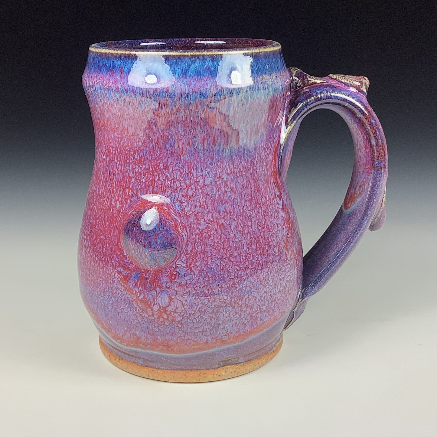 Handmade ceramic mugs stoneware coffee mugs pottery tea mugs stoneware drinkware - purple slip dots with bump mug 3652