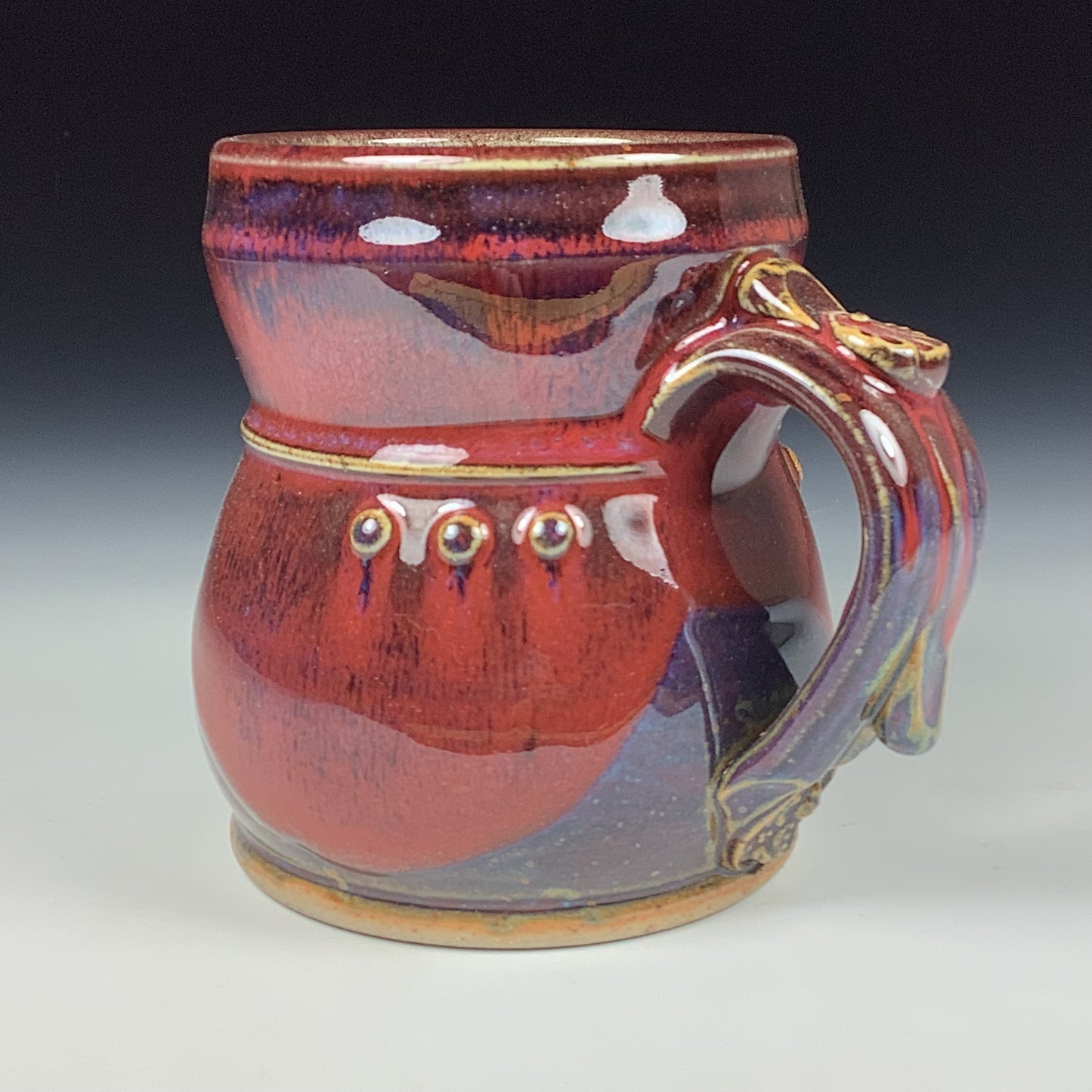 Handmade ceramic mugs stoneware coffee mugs pottery tea mugs stoneware drinkware - red slip trail dot mug3663