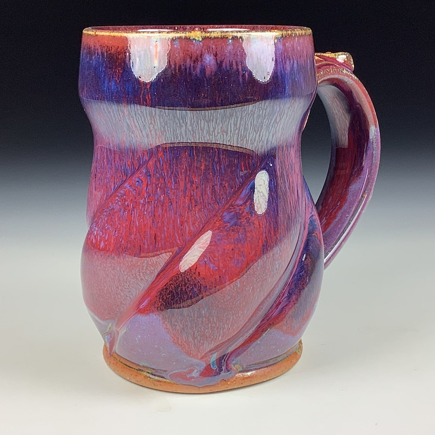 Handmade ceramic mugs stoneware coffee mugs pottery tea mugs stoneware drinkware - Purple red twisted mug 3769