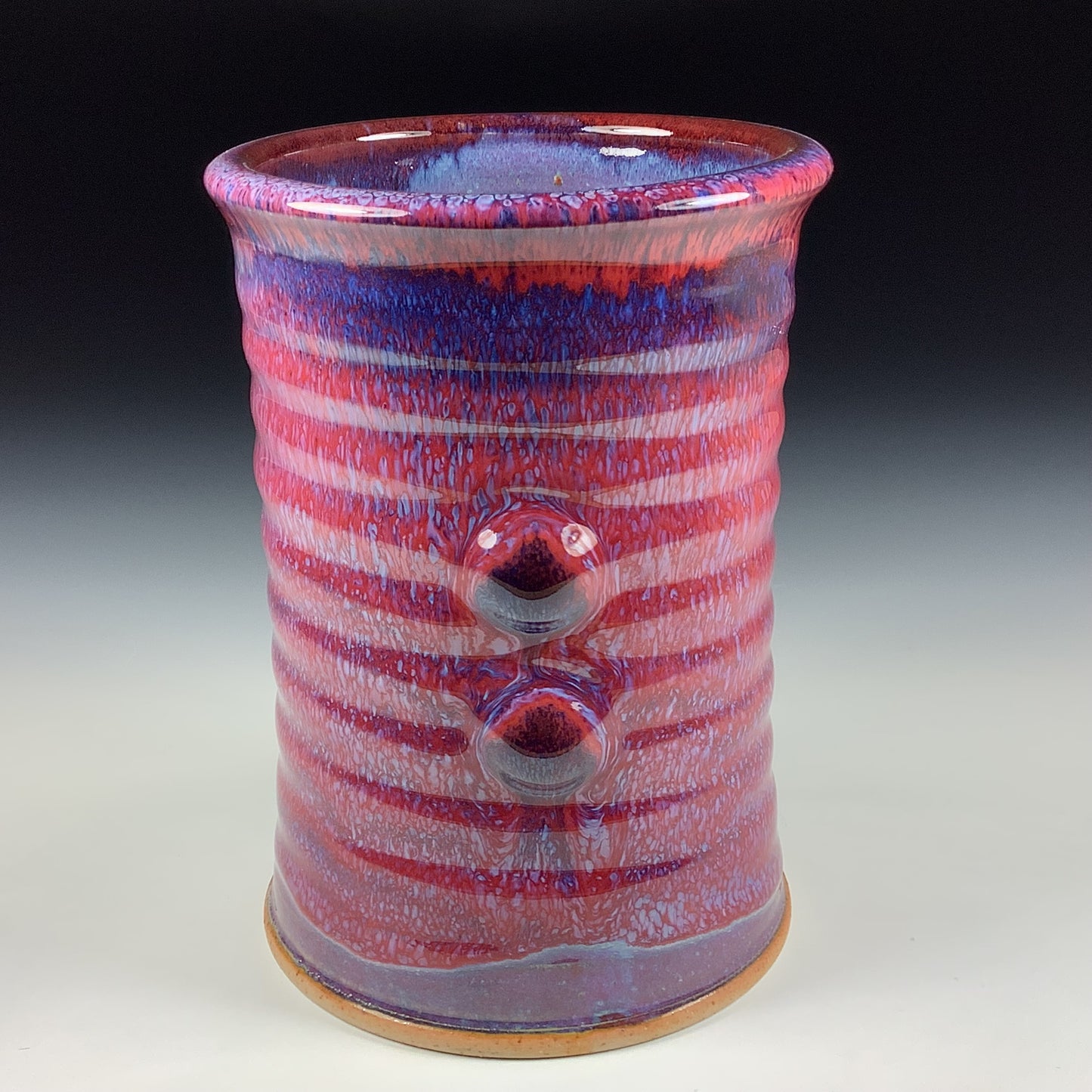 Decorative pottery vases utensil holder crock rustic clay vases artistic luxury handmade vases artistic centerpieces dinnerware stoneware- red wiggle bump 3836