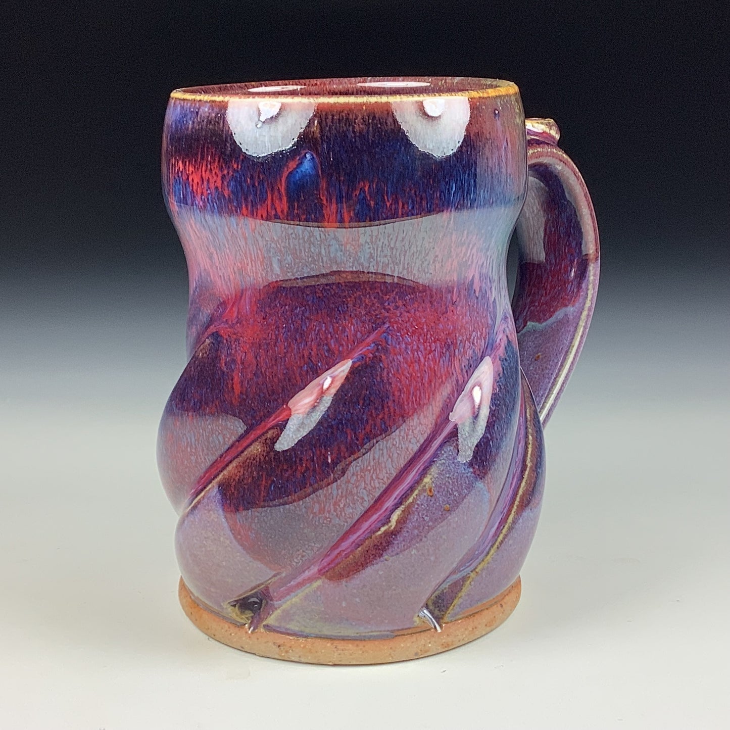 Handmade ceramic mugs stoneware coffee mugs pottery tea mugs stoneware drinkware - Purple red twisted mug 3783