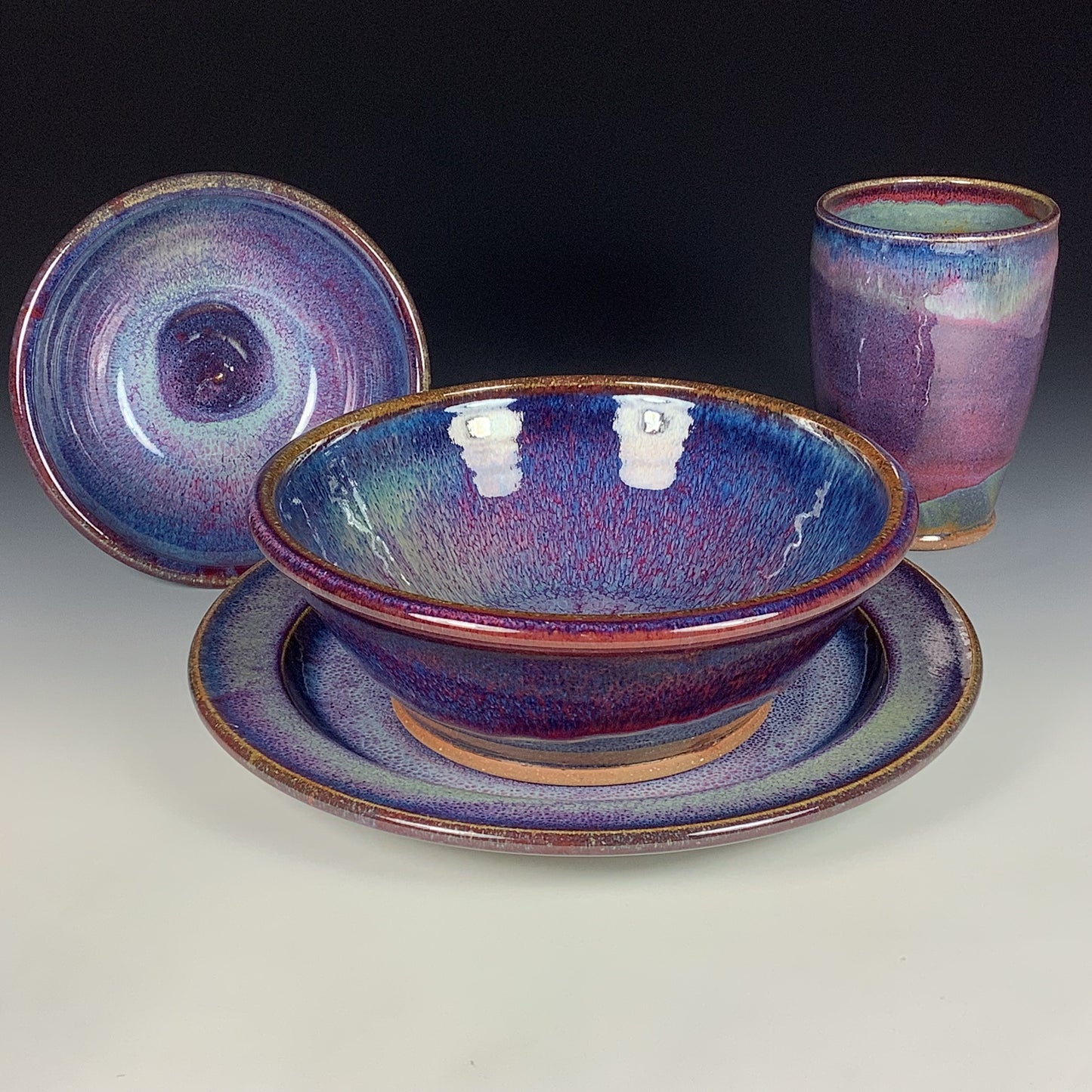 Handmade ceramic artisanal pottery dinnerware stoneware single plate setting - Purple item 3894