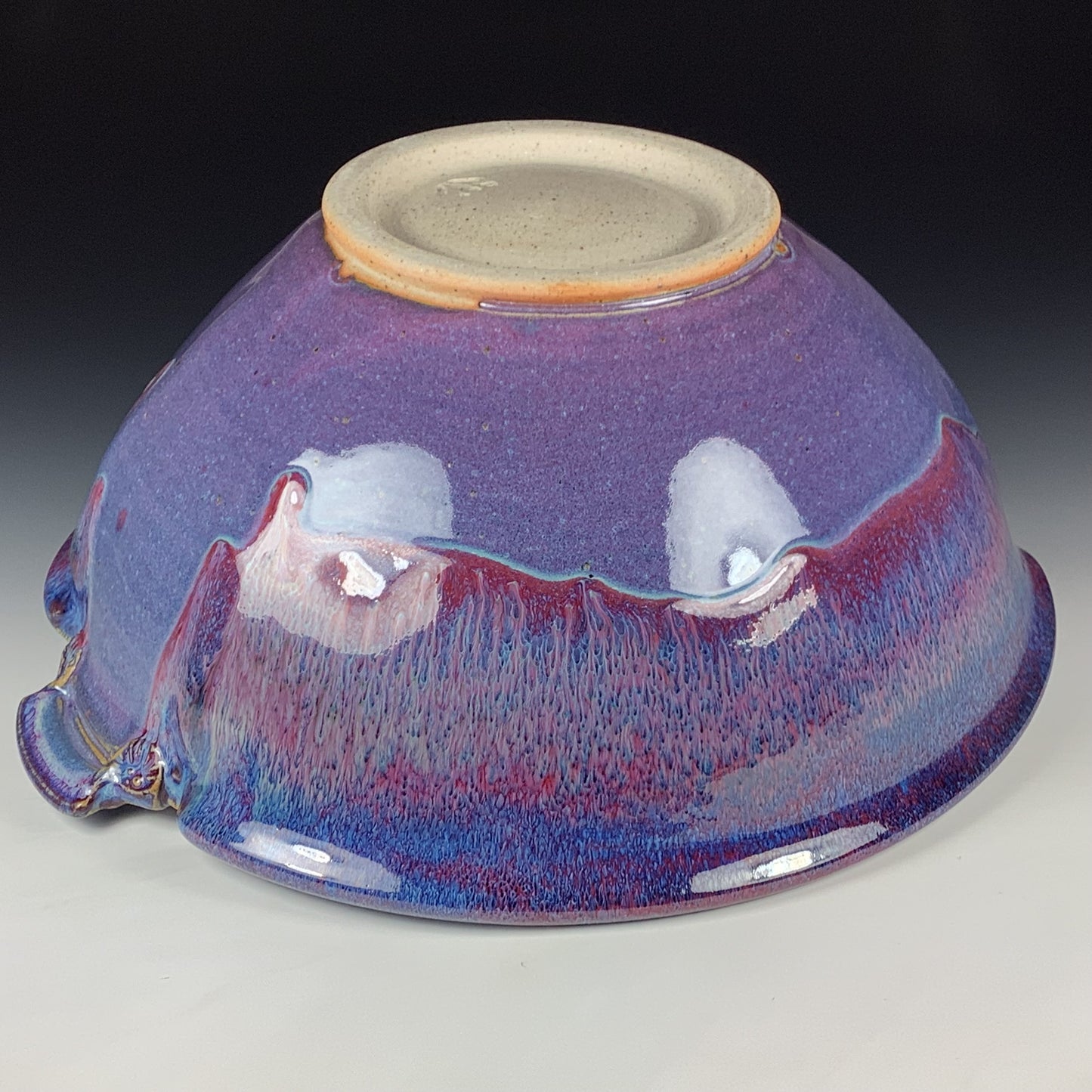 Handmade Stoneware Pottery Purple Glazed Serving Bowl with Handles - Item 4081