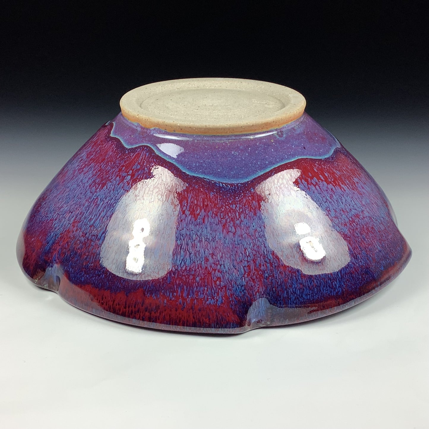 Handmade ceramic artisanal pottery bowls dinnerware stoneware serving bowls centerpiece - Medium purple scalloped rim serving bowl 3831