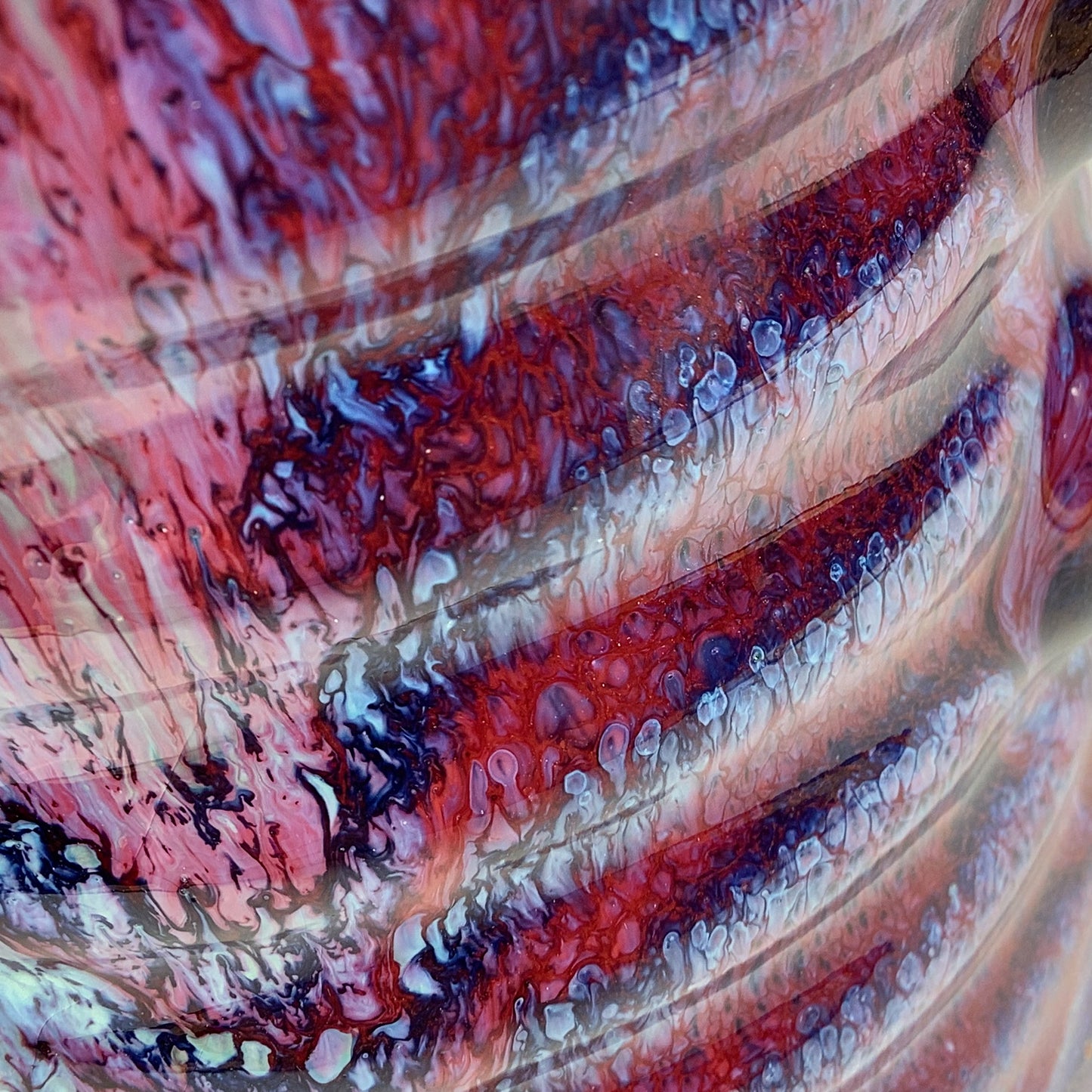 Handmade Stoneware Utensil Holder: Purple Red Flashed Glaze Bump Pottery Vase - Item 4106