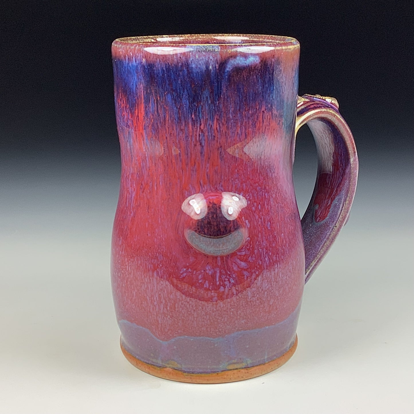Handmade ceramic mugs stoneware coffee mugs pottery tea mugs stoneware drinkware - Purple red bamboo bump mug 3790