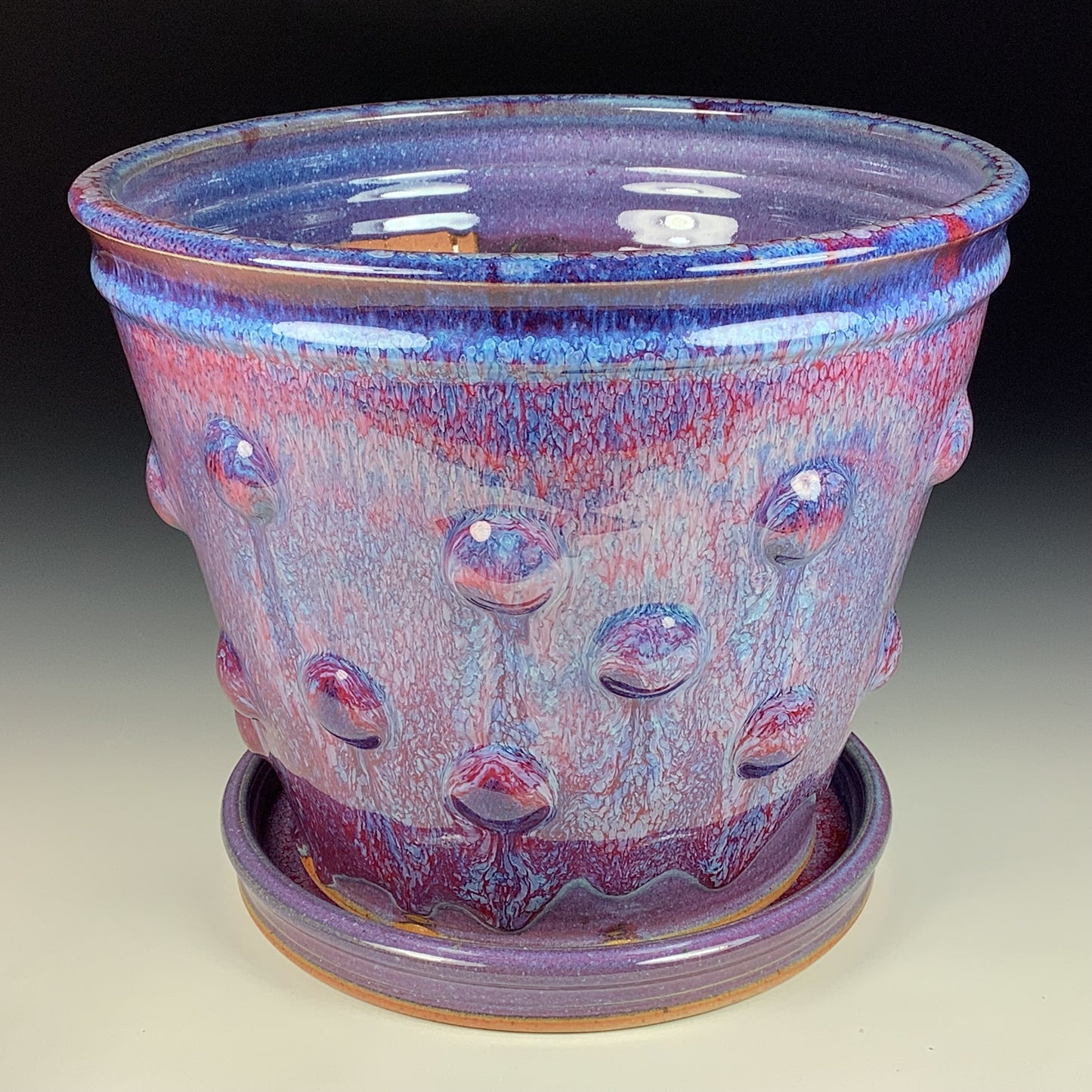 Handmade ceramic stoneware pottery planter - re purple bump item 3872