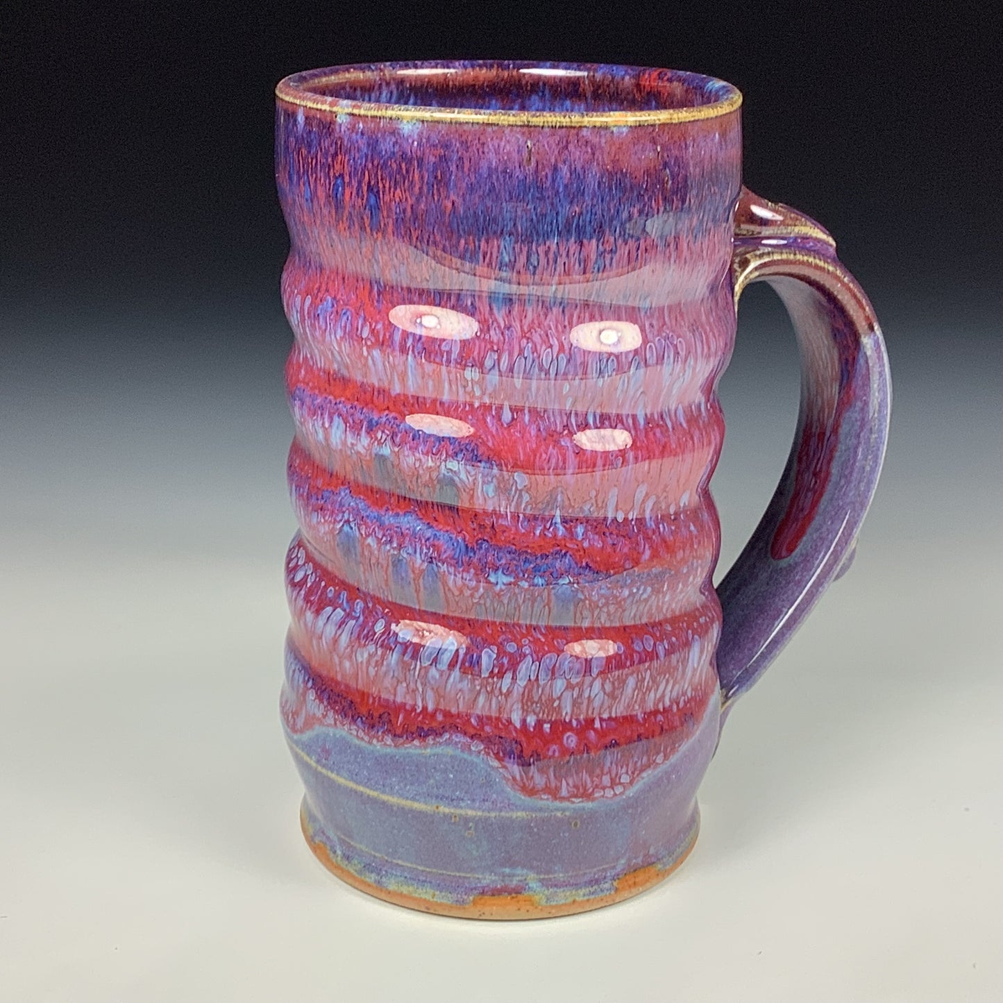 Handmade ceramic mugs stoneware coffee mugs pottery tea mugs stoneware drinkware - Purple red wiggle 3861