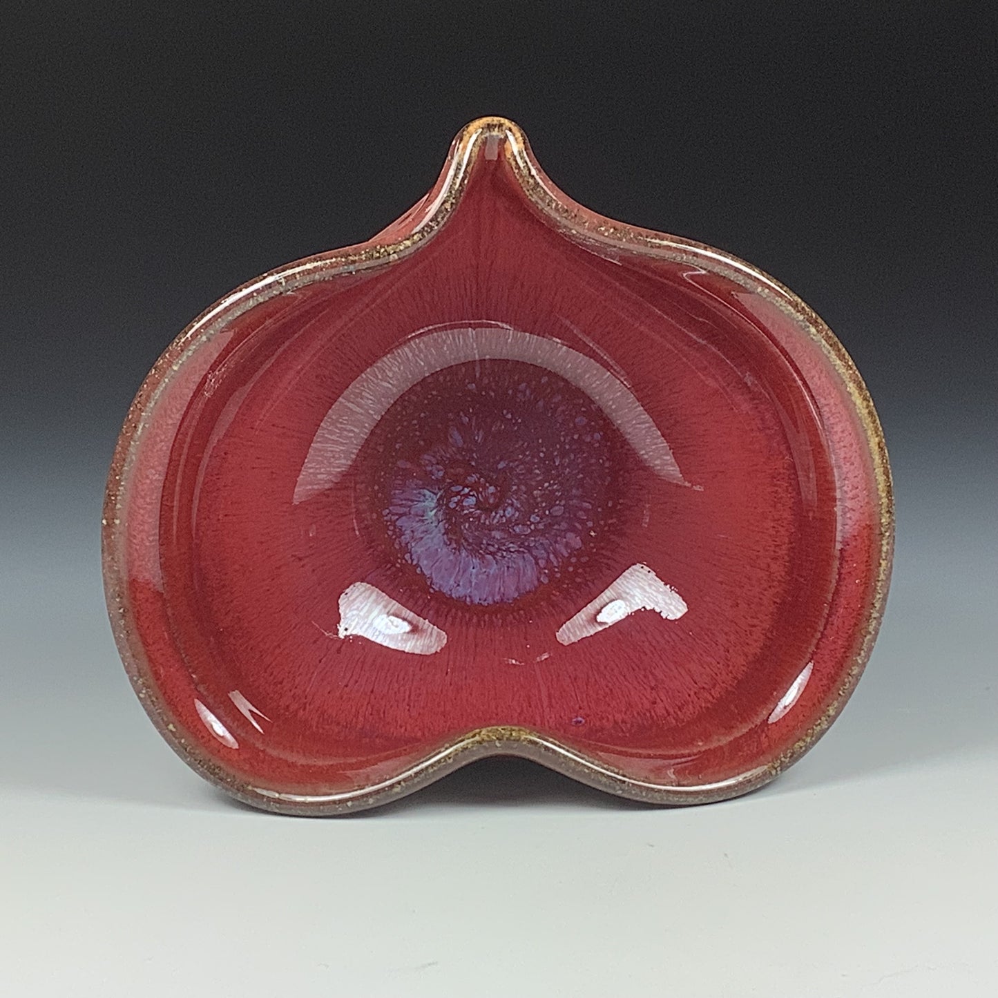 Handmade Ceramic Heart-Shaped Bowl - Copper Red Glaze - item 3533