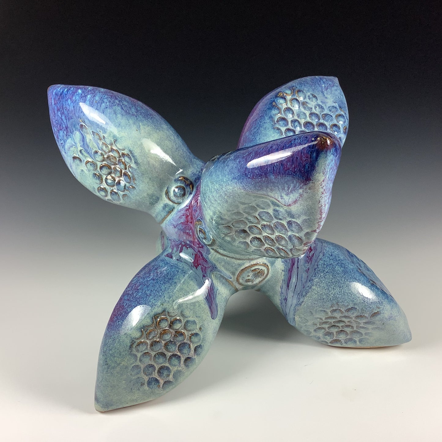 Handmade stoneware art abstract ceramic sculptures pottery decoration - Purple jack - item 1002