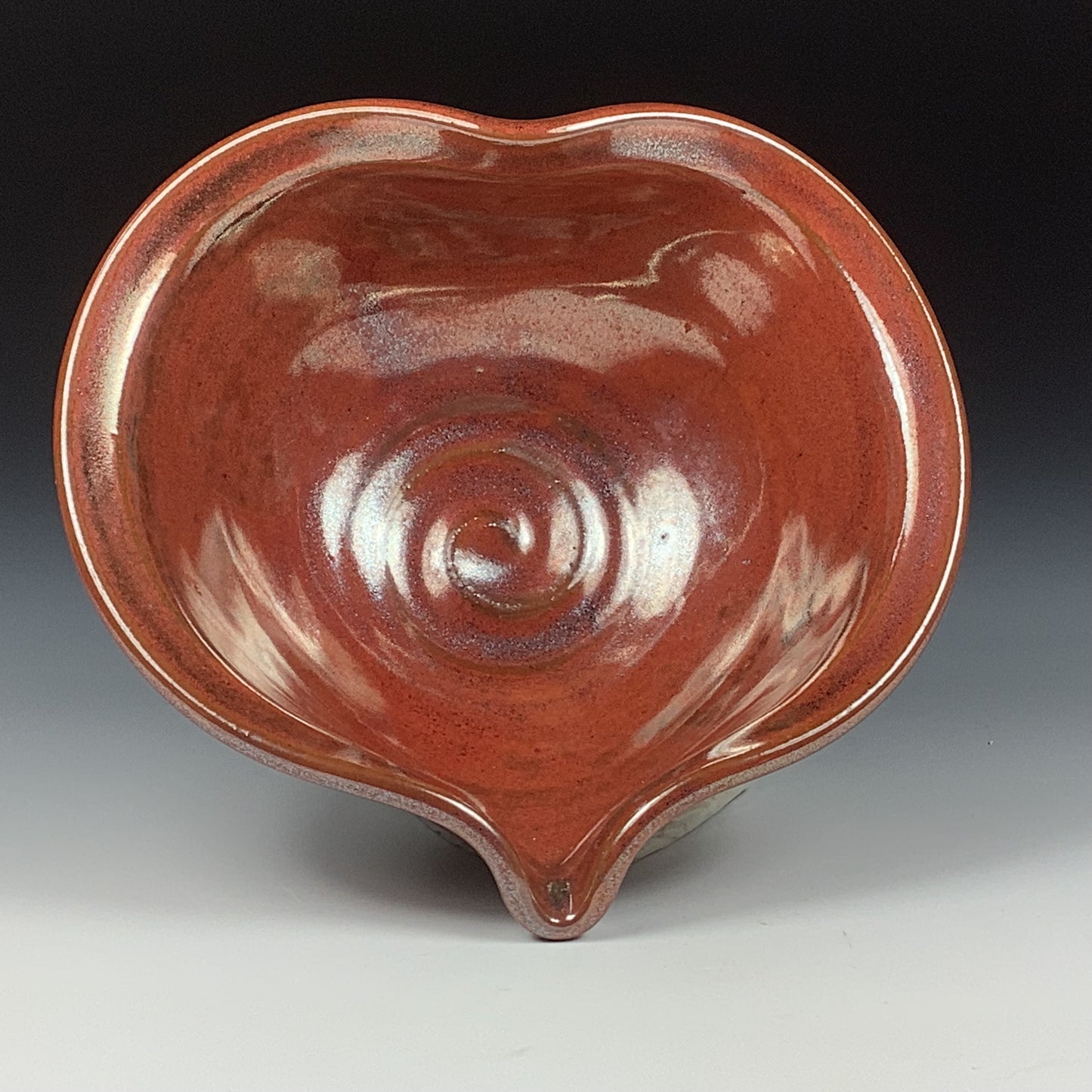 Handmade ceramic pottery bowl stoneware dinnerware heart-shaped bowl- Iron red heart love bowls dishes - item 3540