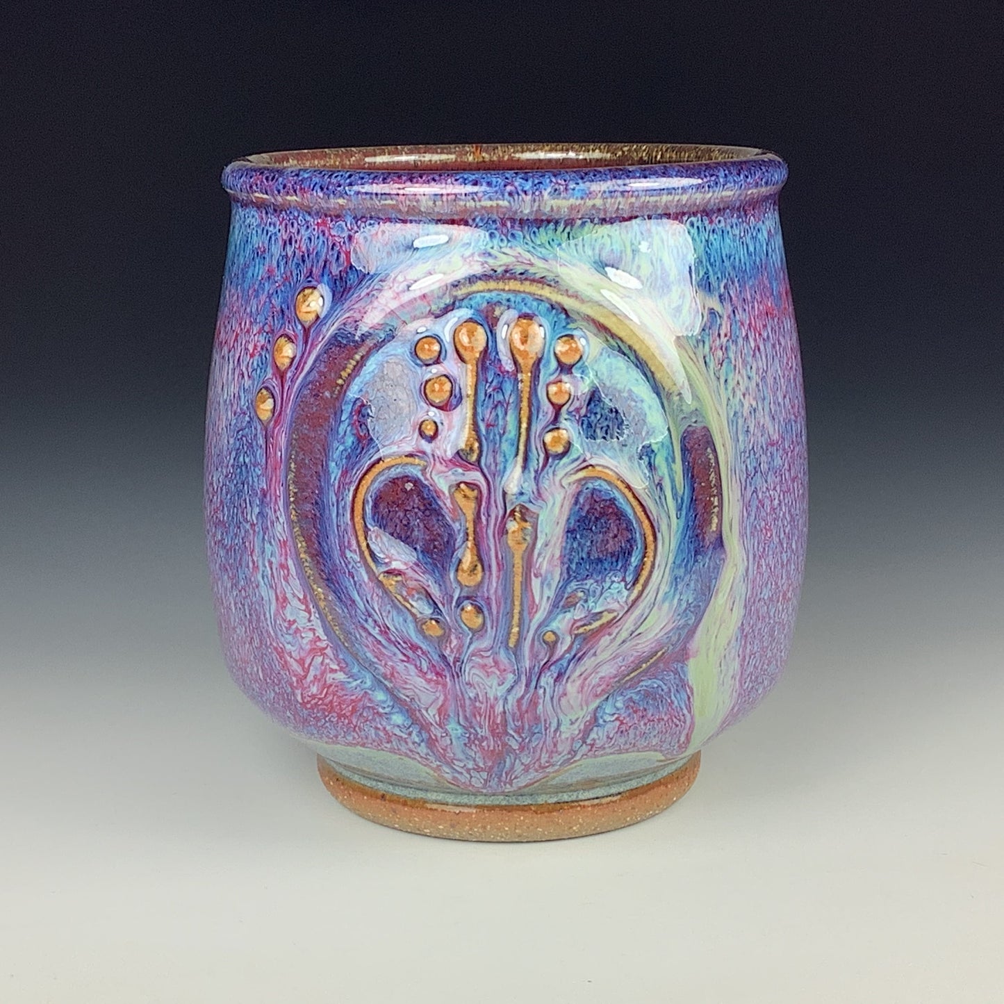 Artisan teacups luxury tea sets vintage ceramic teacups handmade stoneware pottery cup - Purple bamboo - item 2575