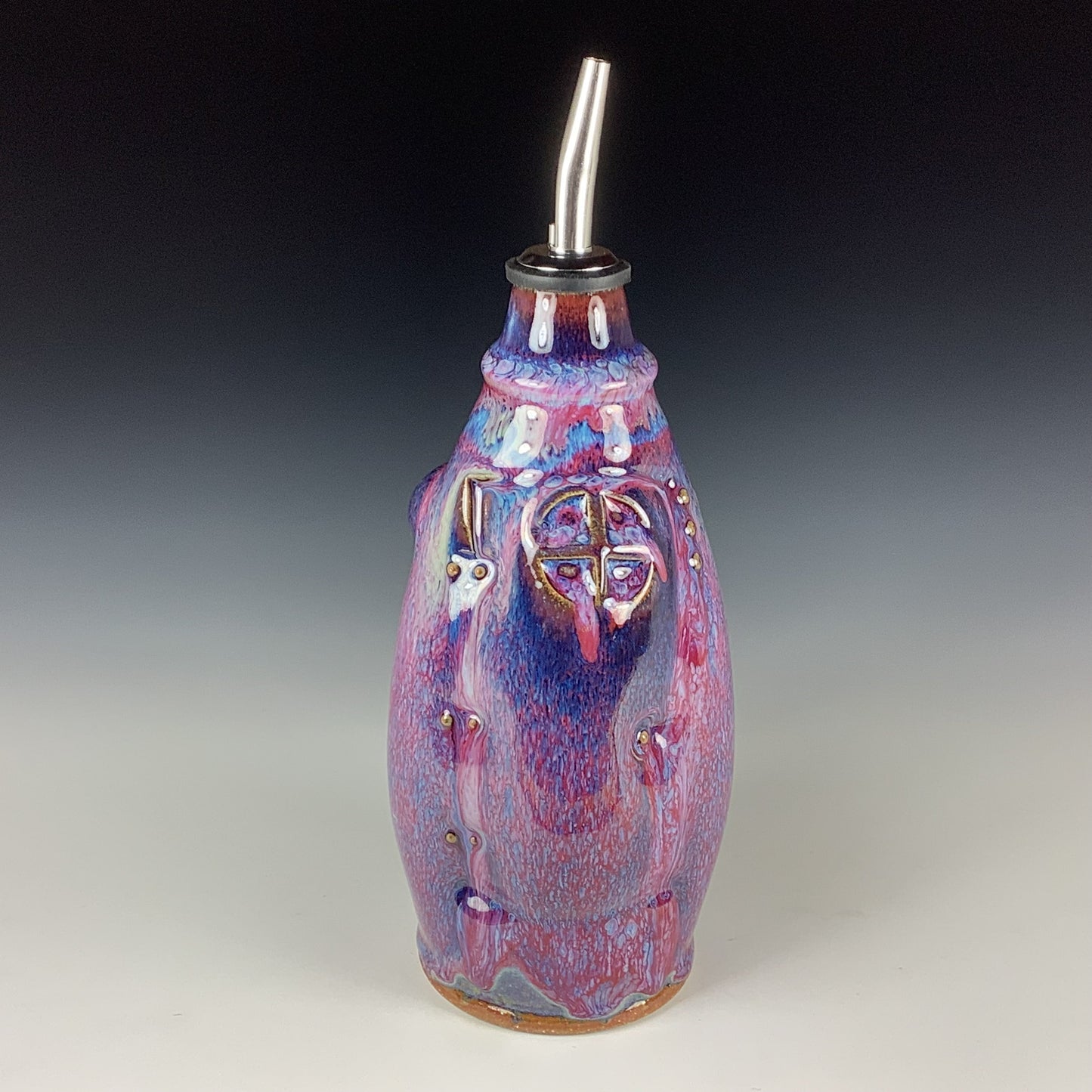 Ceramic olive oil dispenser oil bottle oil cruet handmade stoneware pottery dinnerware kitchenware - Purple door - item 3110