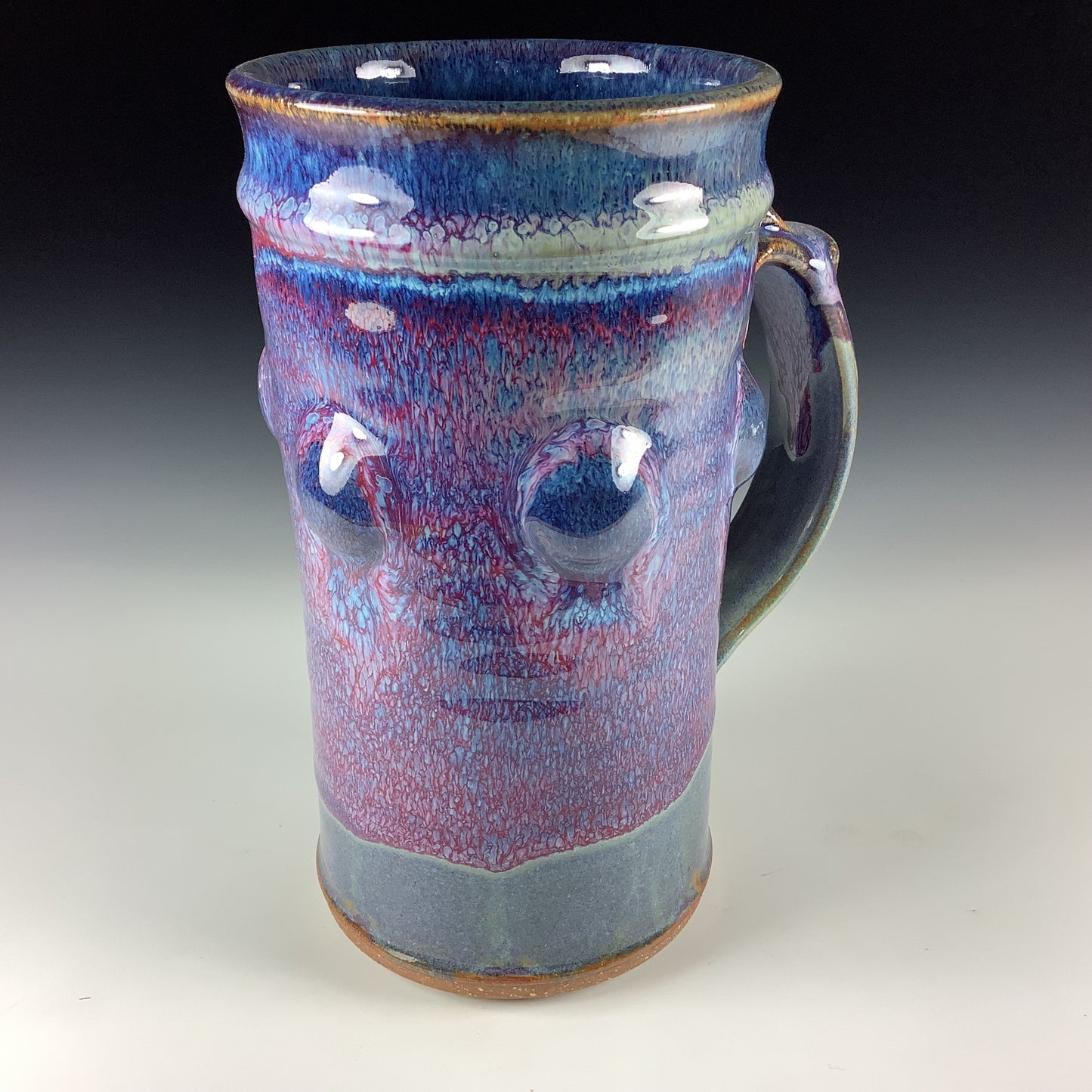 Large handmade pottery mugs rustic ceramic mugs extra large stoneware mugs oversized coffee mugs tea cup - Purple bump - item 3210
