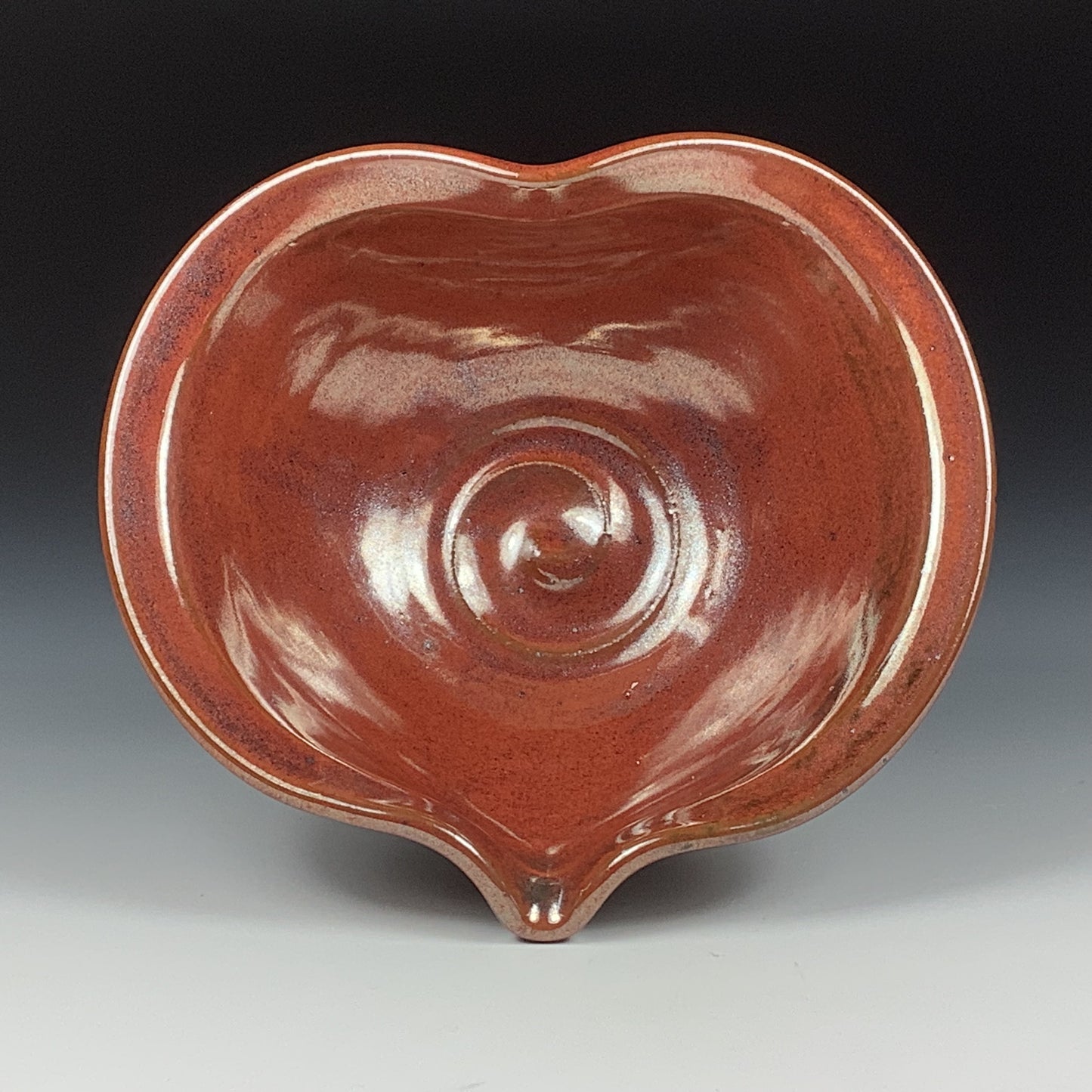 Handmade ceramic pottery bowl stoneware dinnerware heart-shaped bowl- Iron red heart love bowls dishes - item 3529