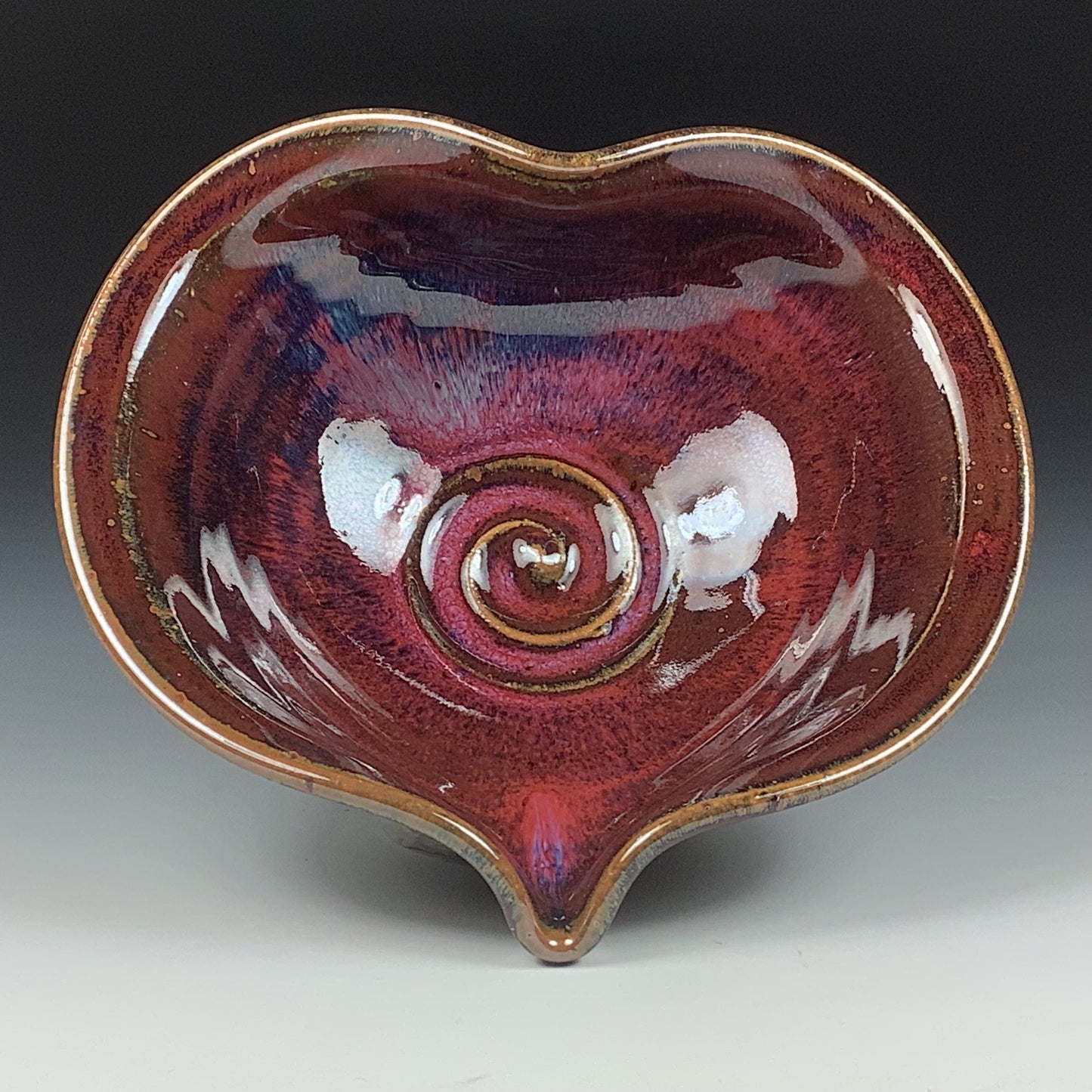 Handmade ceramic pottery bowl stoneware dinnerware heart-shaped bowl- Red purple heart love bowls dishes - item 3520