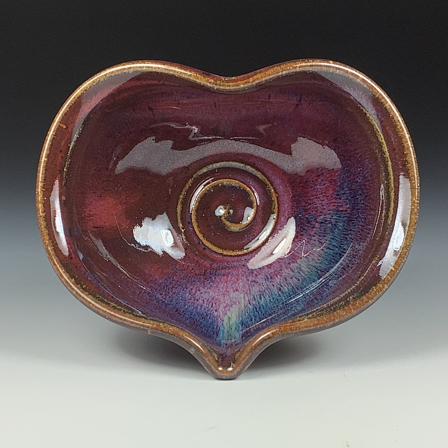 Handmade ceramic pottery bowl stoneware dinnerware heart-shaped bowl- Red purpleheart love bowls dishes - item 3511