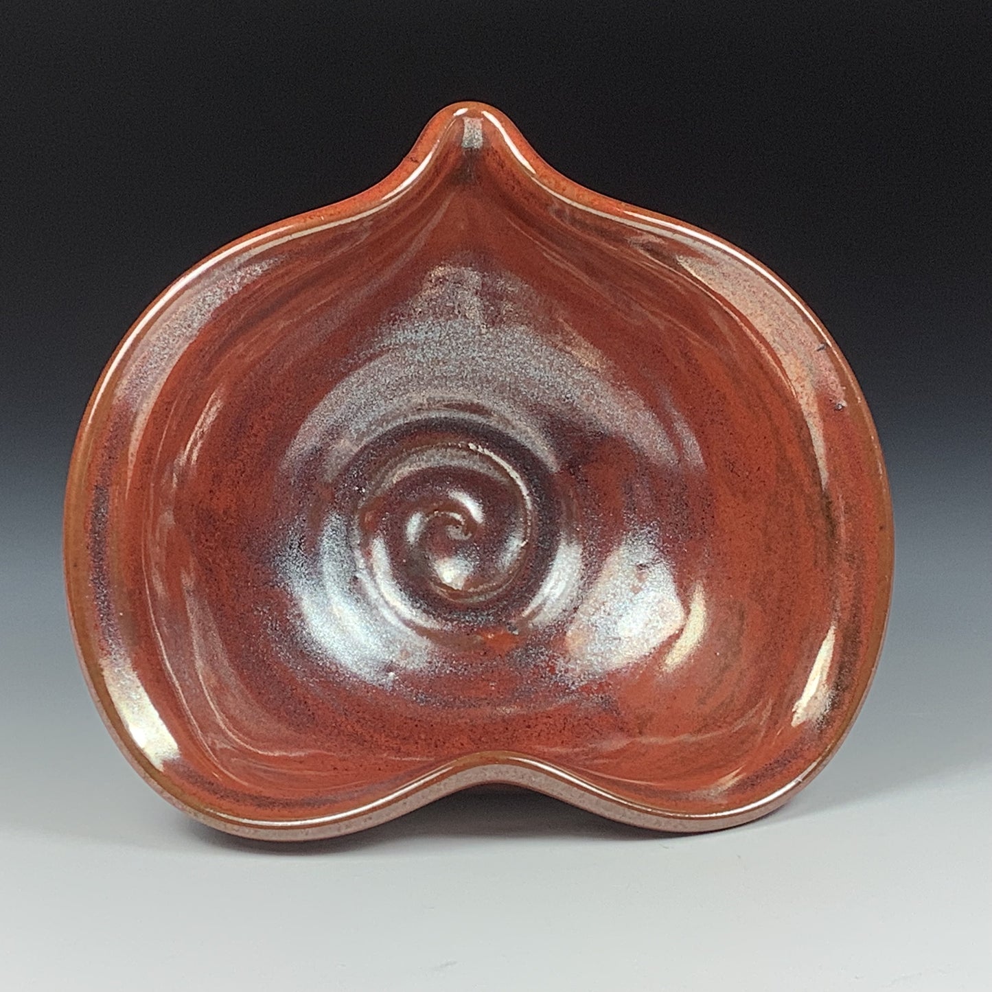 Handmade ceramic pottery bowl stoneware dinnerware heart-shaped bowl- Iron red heart love bowls dishes - item 3538
