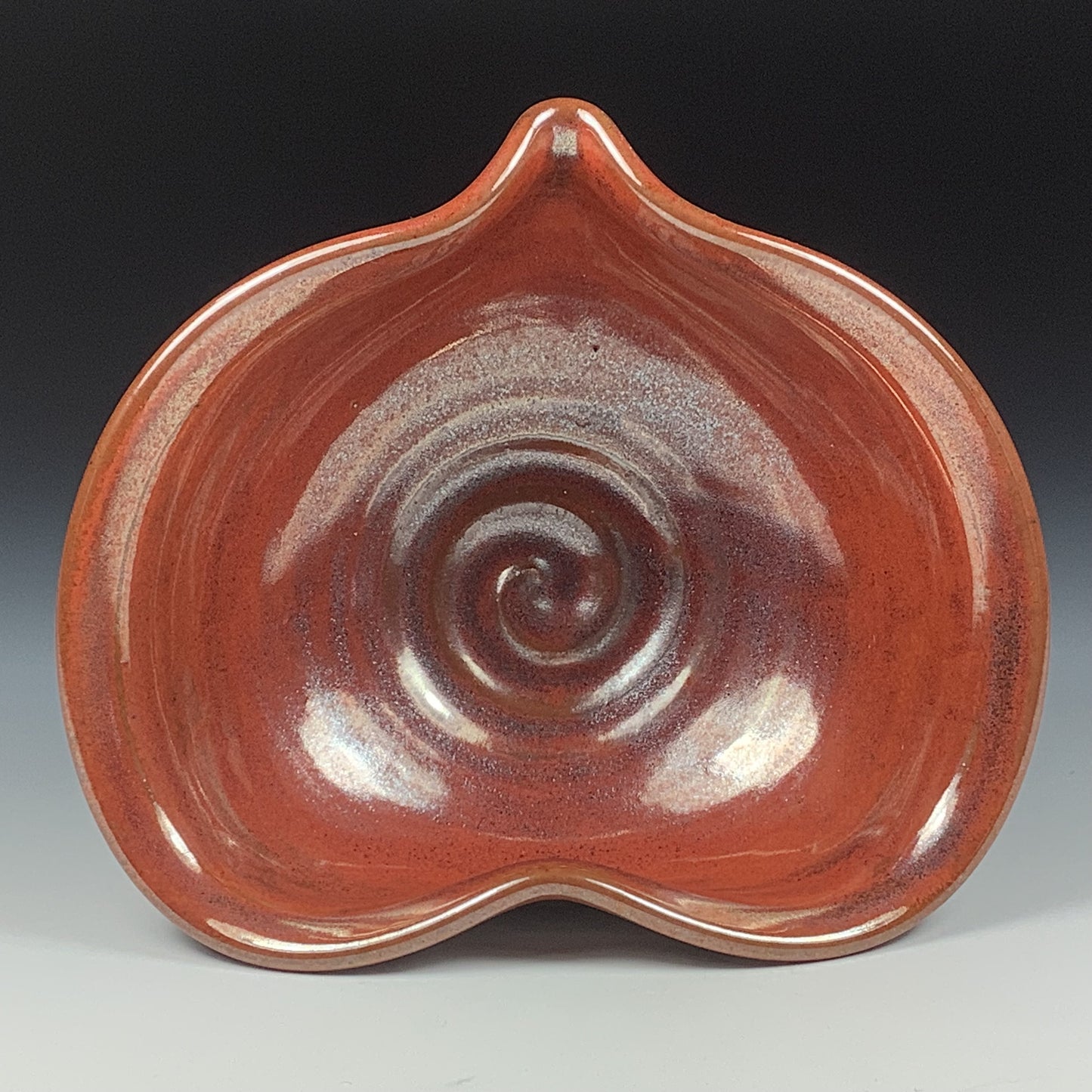 Handmade ceramic pottery bowl stoneware dinnerware heart-shaped bowl- Iron red heart love bowls dishes - item 3526