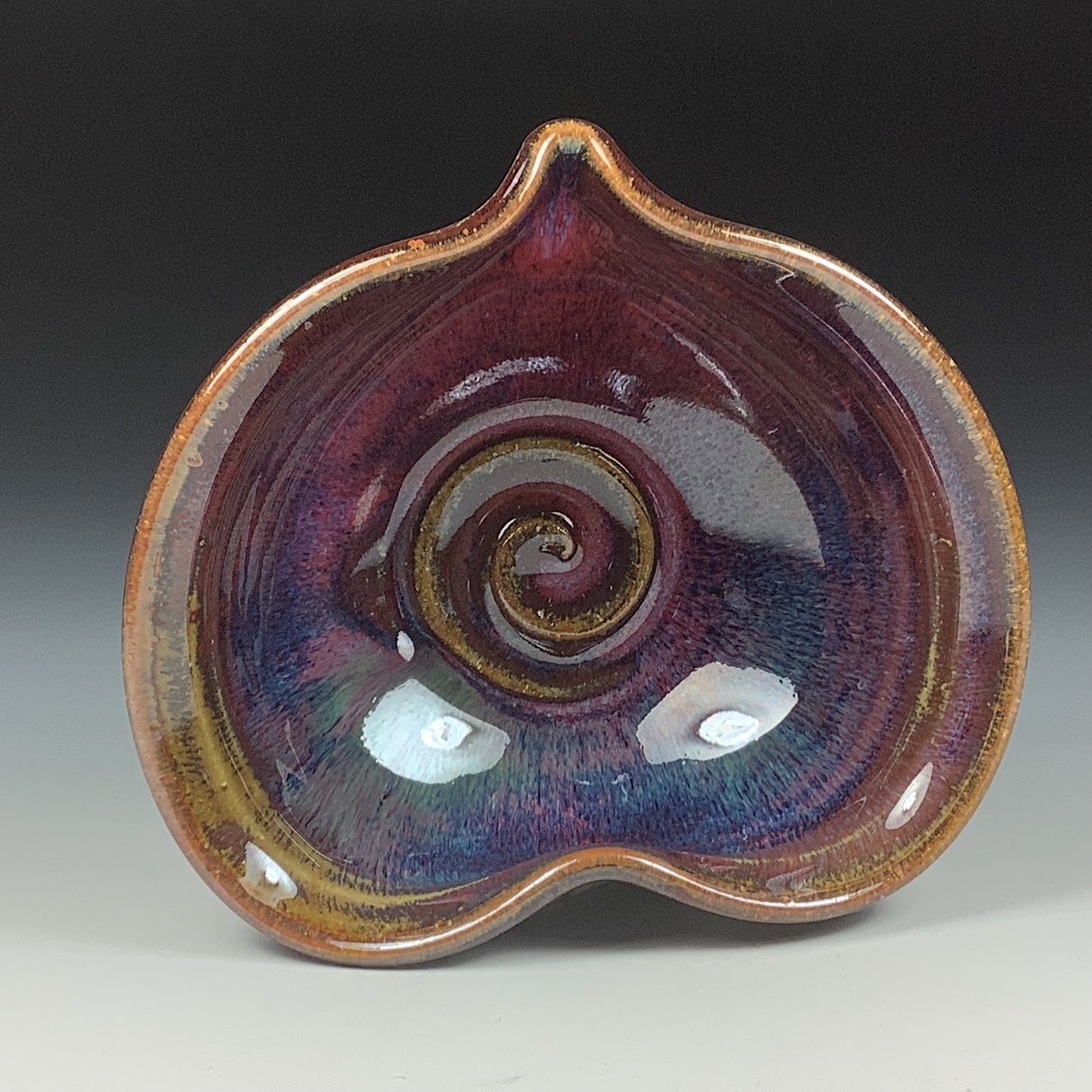 Handmade ceramic pottery bowl stoneware dinnerware heart-shaped bowl- Red purple heart love bowls dishes - item 3510