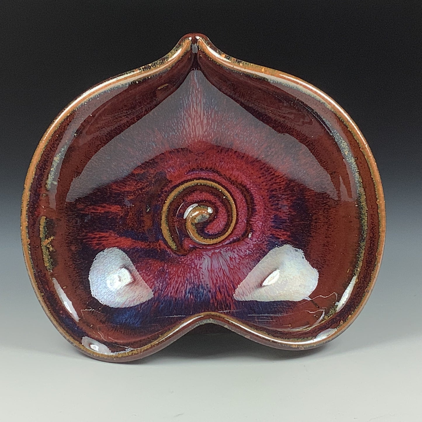 Handmade ceramic pottery bowl stoneware dinnerware heart-shaped bowl- Deep red heart love bowls dishes - item 3523