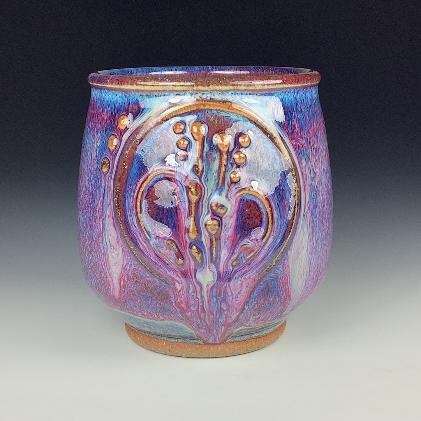 Artisan teacups luxury tea sets vintage ceramic teacups handmade stoneware pottery cup - Purple bamboo - item 2576