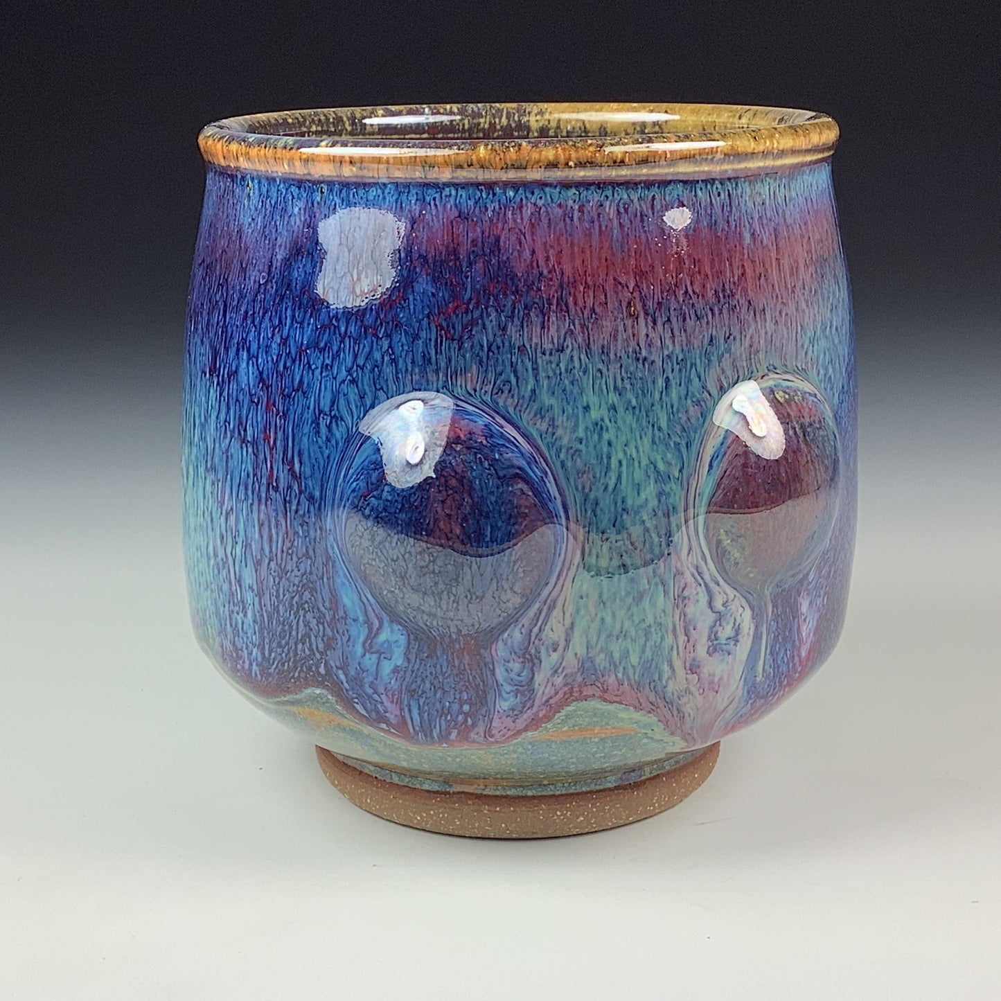 Artisan teacups luxury tea sets vintage ceramic teacups handmade stoneware pottery cup - Purple bump - item 2026